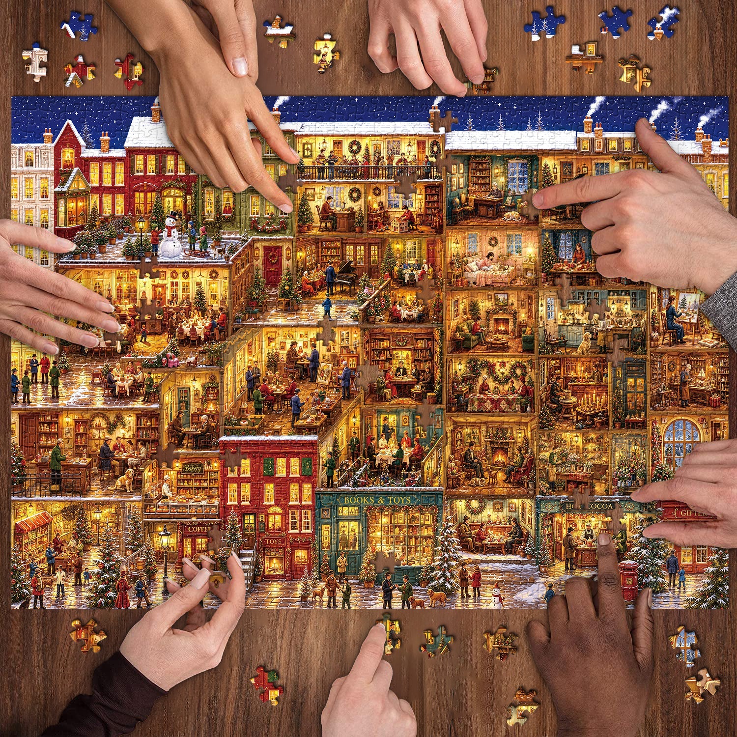 Starry Snow Town Jigsaw Puzzle 1000 Piece