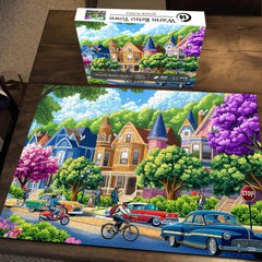 Warm Retro Town Jigsaw Puzzle 1000 Pieces