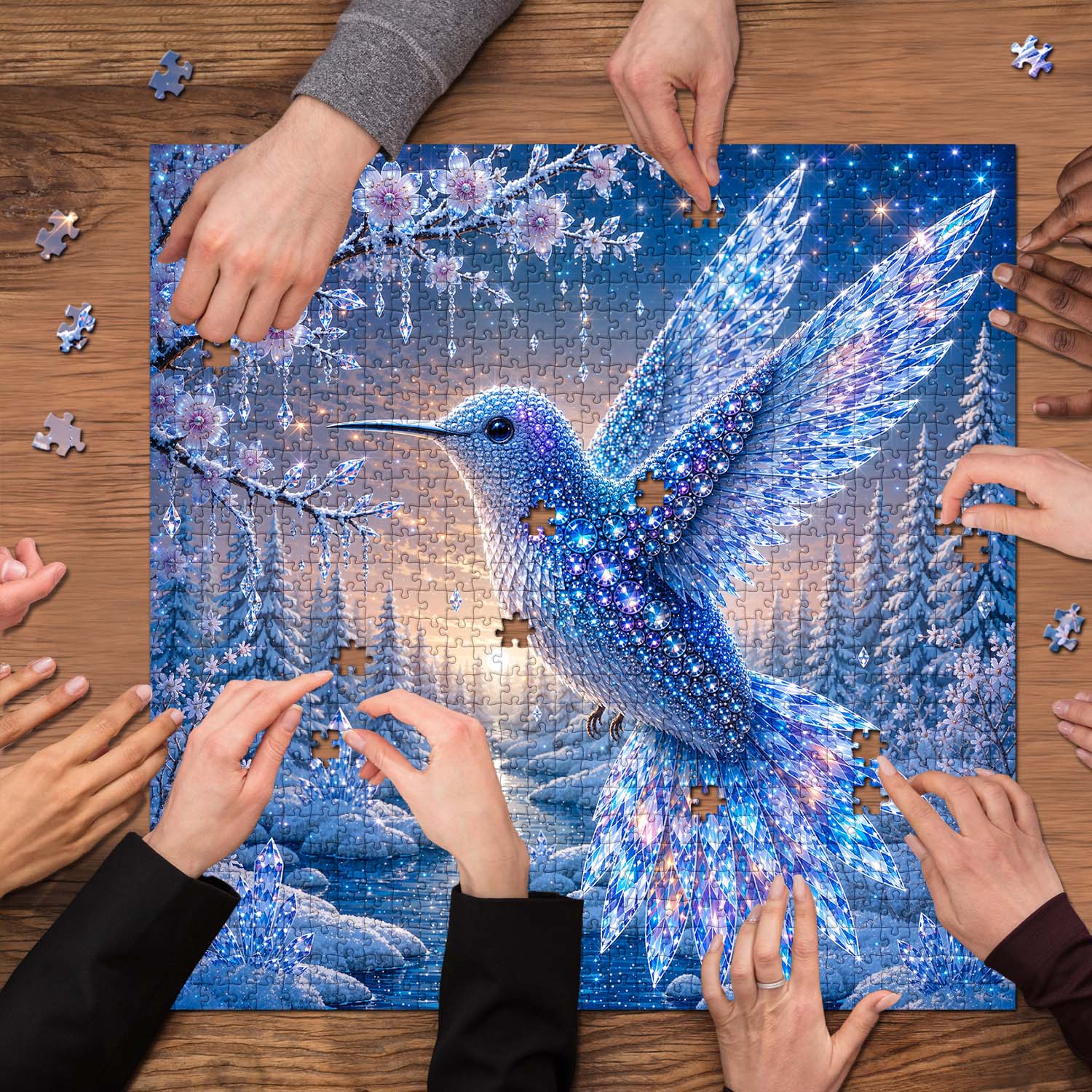 Ice Crystal Hummingbird Jigsaw Puzzle 1000 Piece