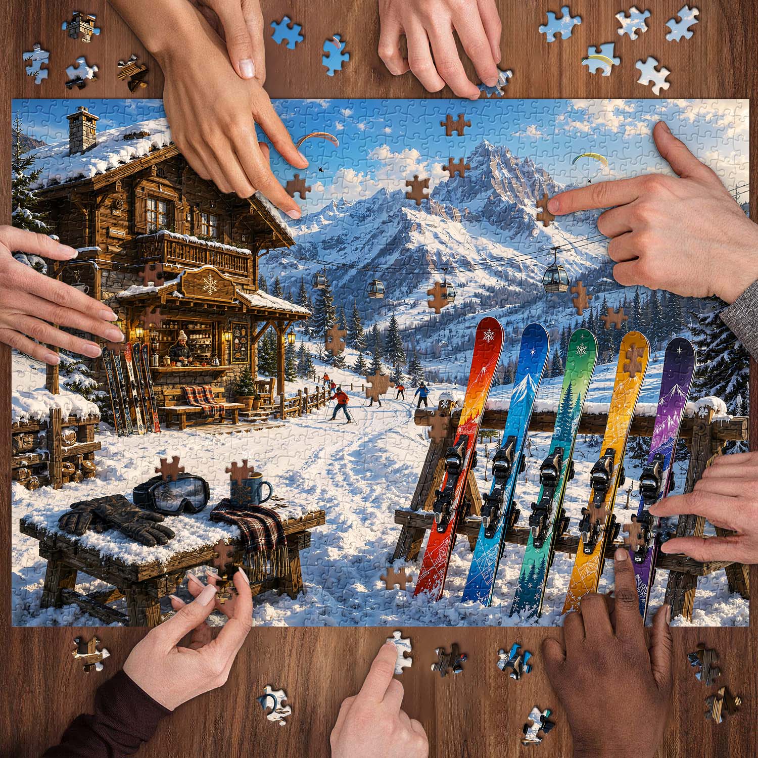Skiers' Mountain Retreat Jigsaw Puzzle 1000 Pieces