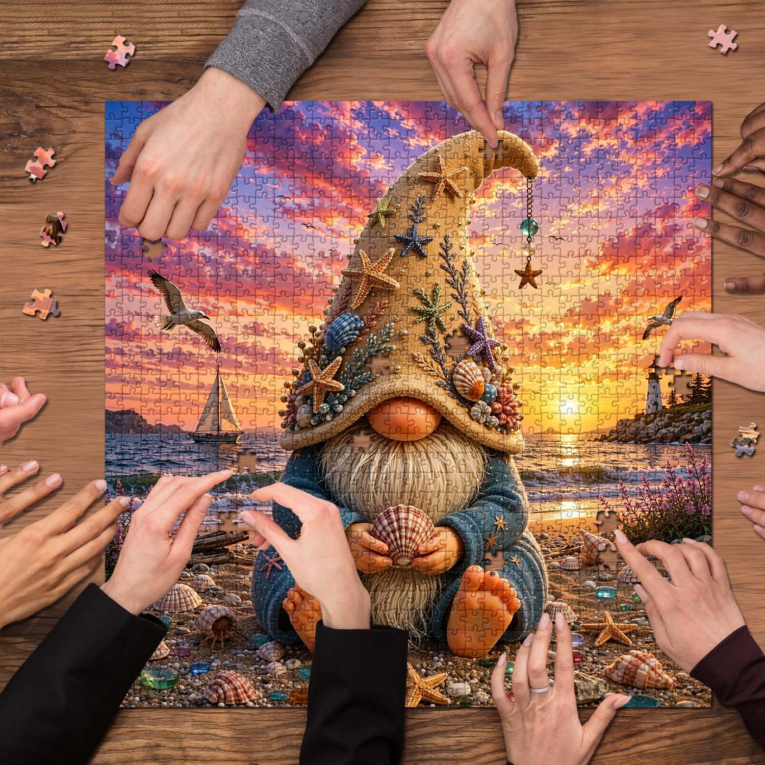 Shell-collecting gnome Jigsaw Puzzle 1000 Piece