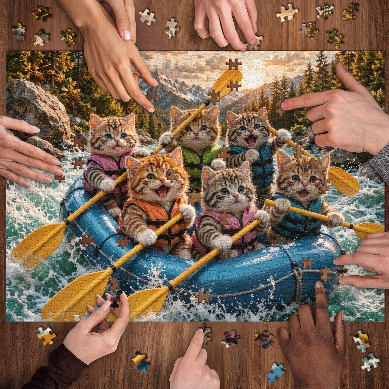 Rafting Kittens Jigsaw Puzzle 1000 Piece