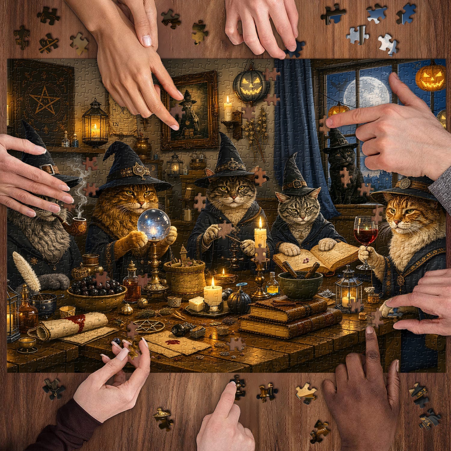 Witch Cat Midnight Coven Jigsaw Puzzle 1000 Piece