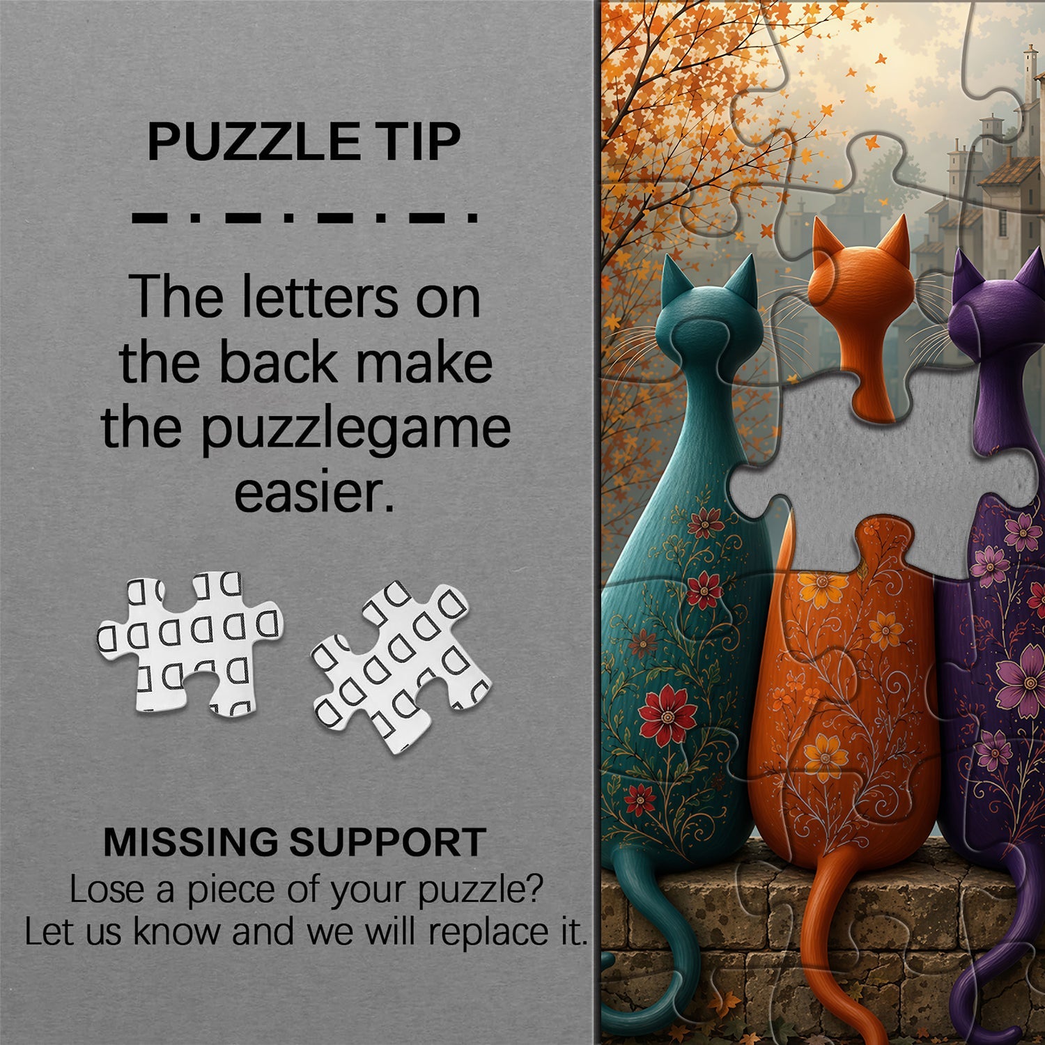Autumn Cat Quartet Jigsaw Puzzle 1000 Piece