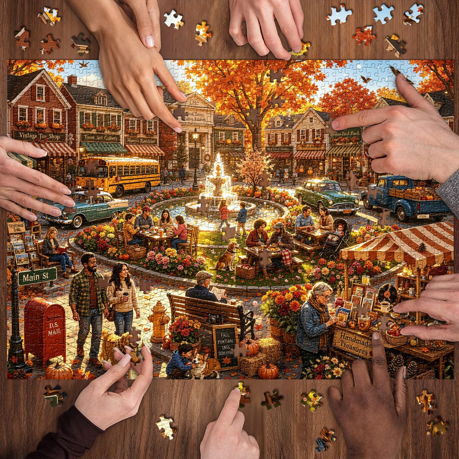 Crimson Maple Market Jigsaw Puzzle 1000 Piece