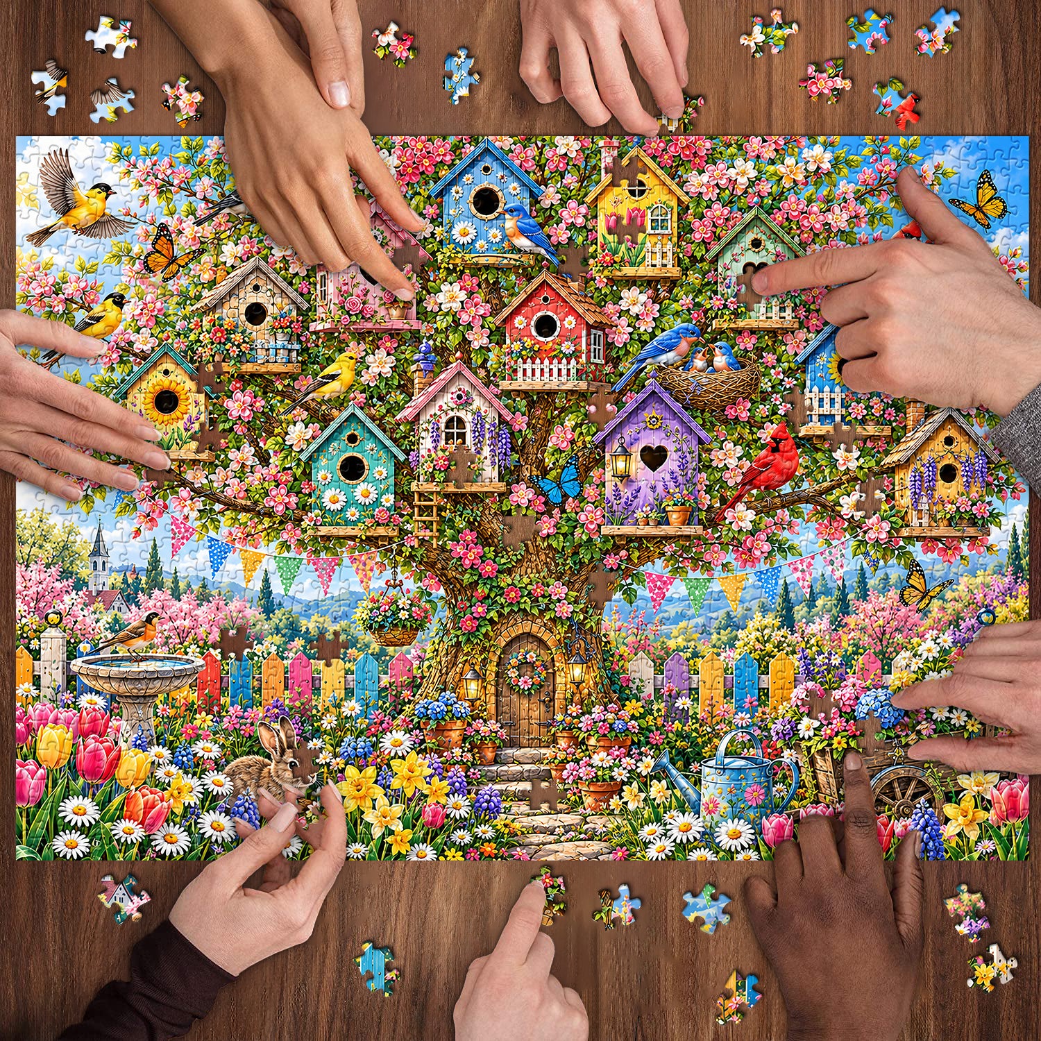 The Enchanted Birdhouse Garden Jigsaw Puzzle 1000 Piece