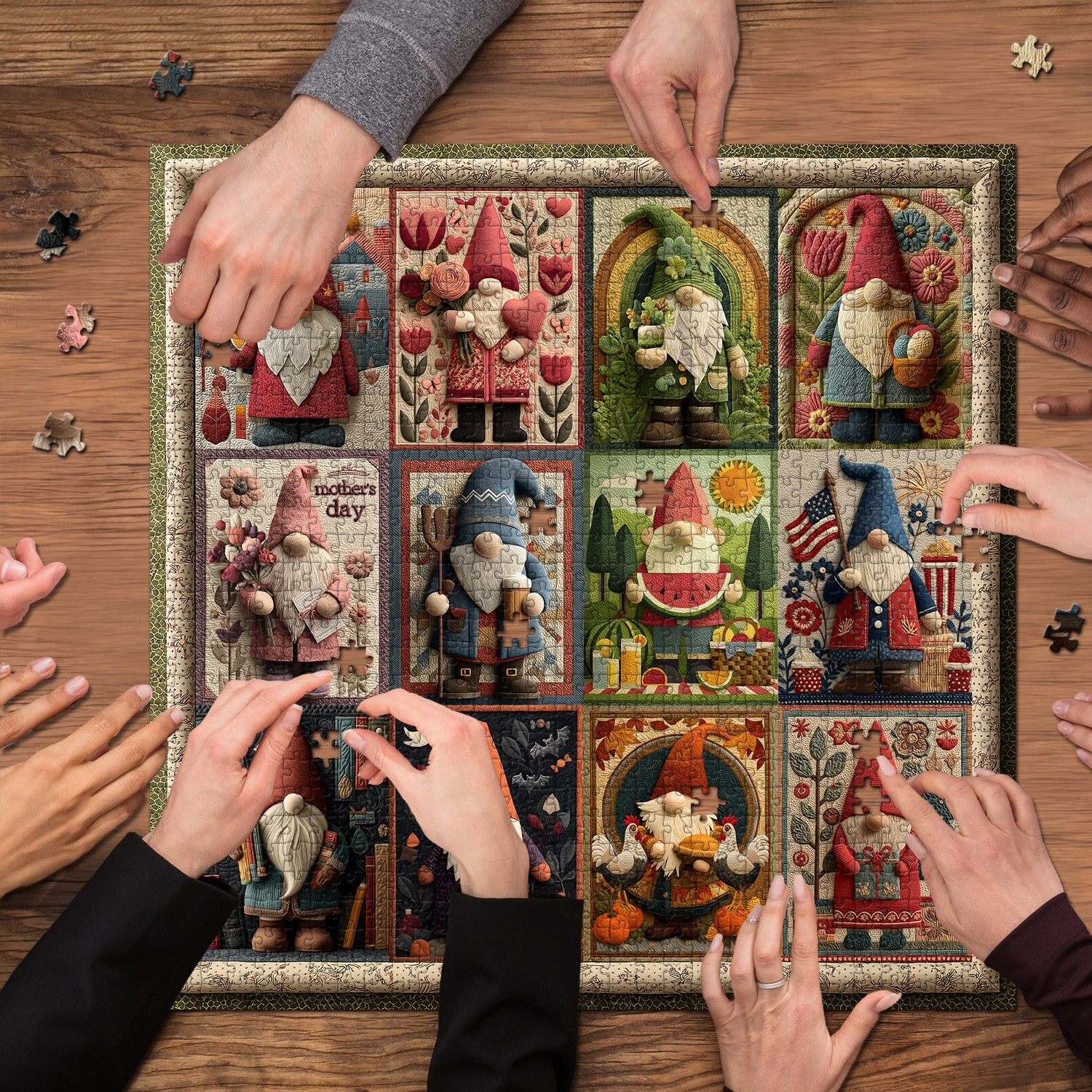 Gnome Holidays Quilt  Jigsaw Puzzles 1000 Pieces