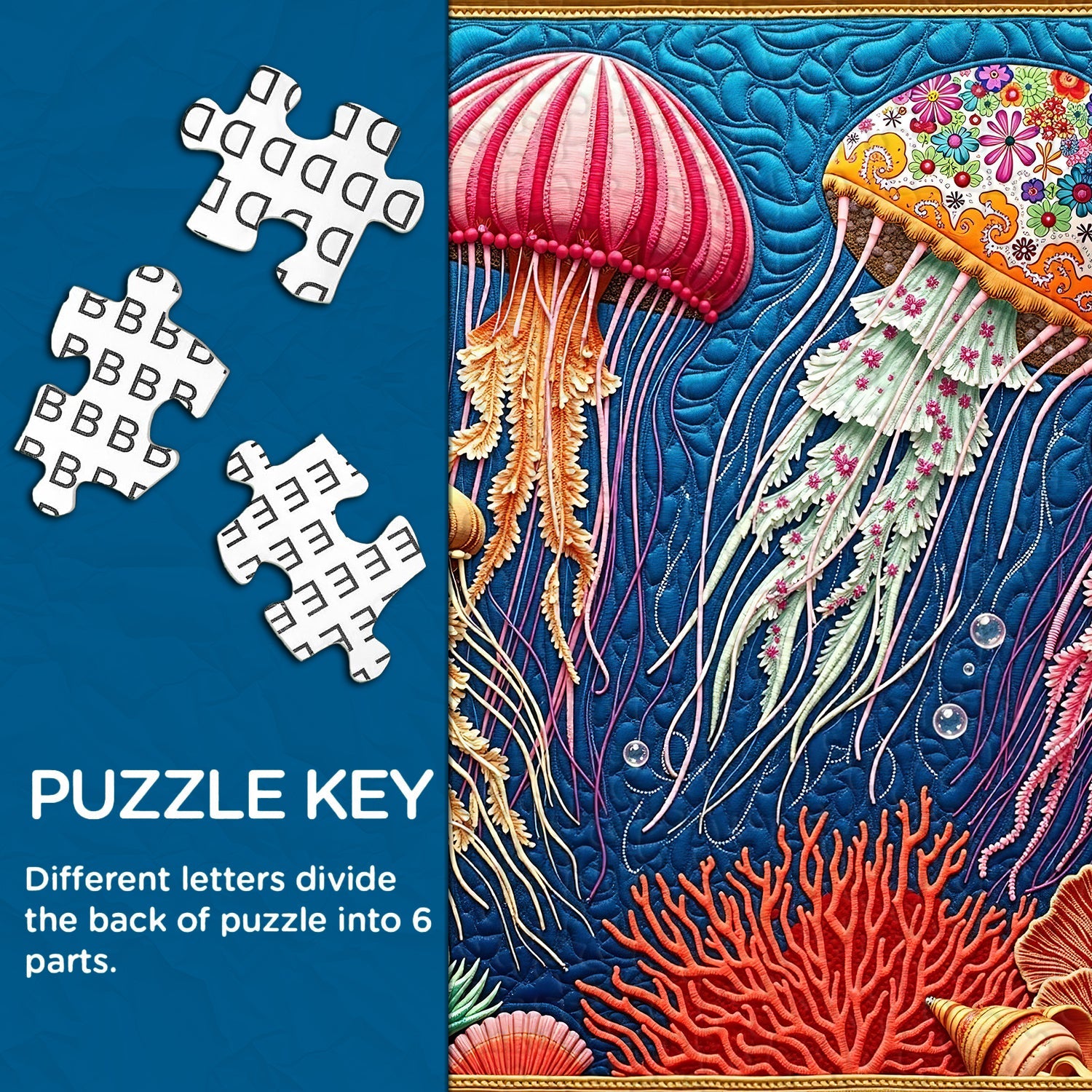 Quilted Jellyfish Dance Jigsaw Puzzle 1000 Pieces