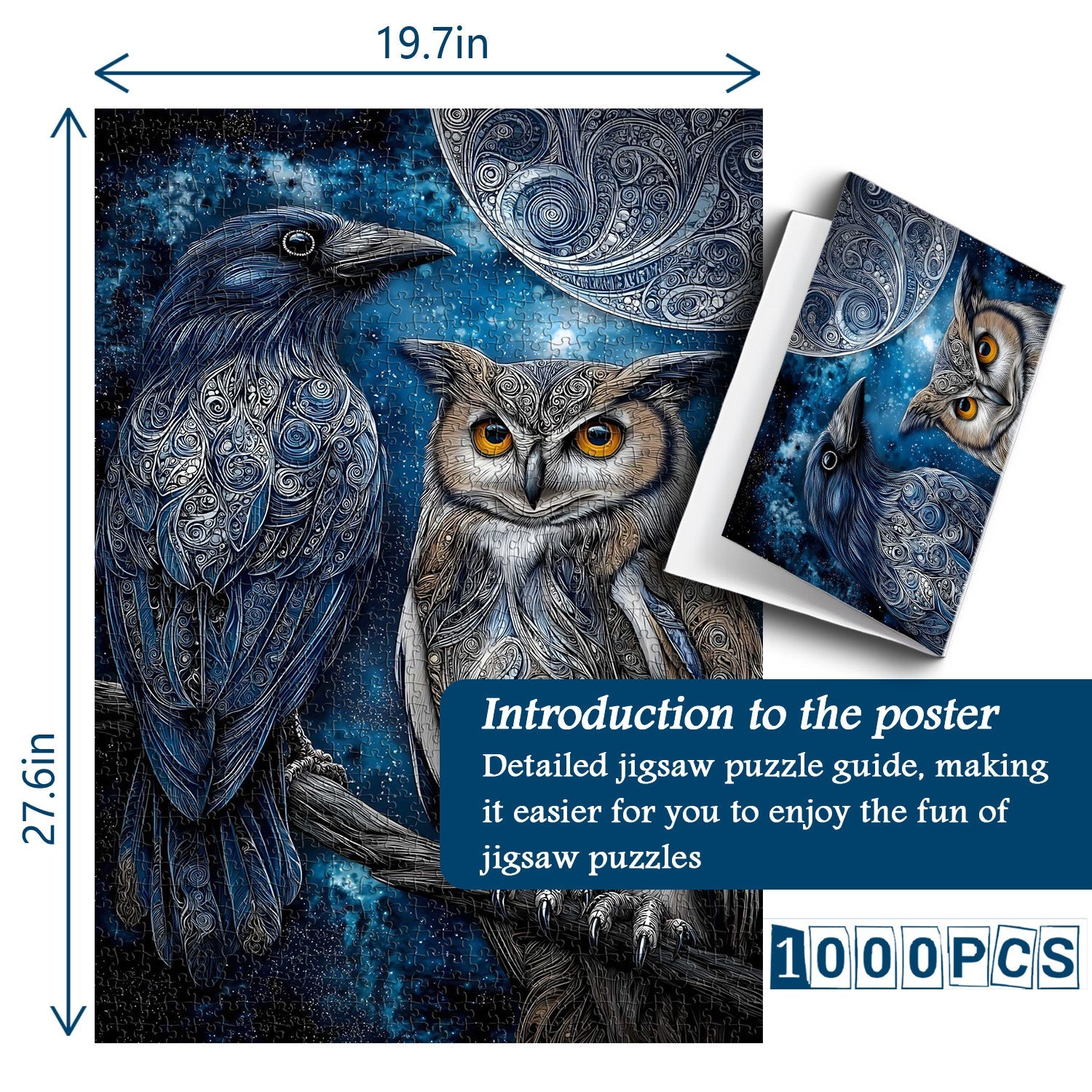 Moonlit Raven Owl Jigsaw Puzzle 1000 Pieces