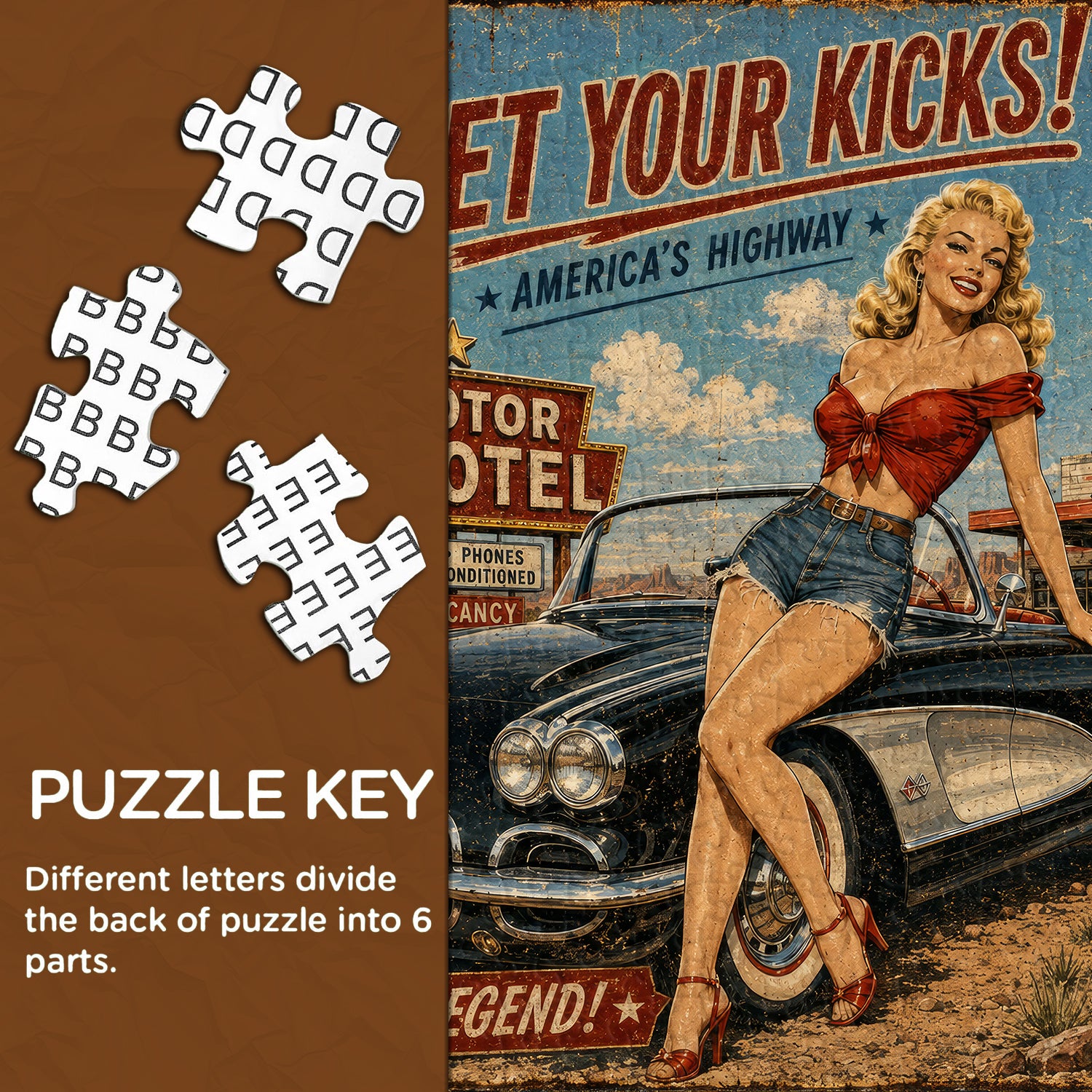 Route 66 Pin-Up Girl Jigsaw Puzzle 1000 Pieces