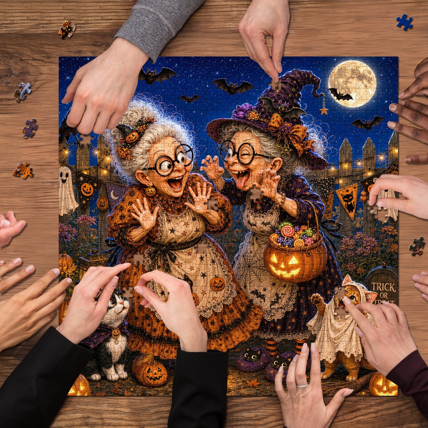 Mischievous Grandma's Halloween Jigsaw Puzzle 1000 Pieces