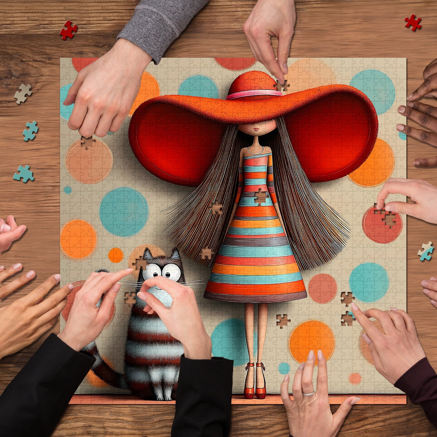 Puzzle 1000 pièces Fille au chapeau rouge