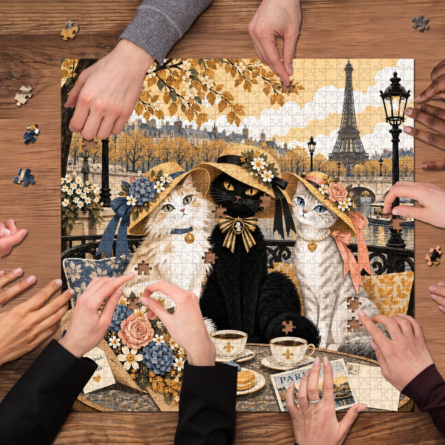 Paris Cats Tea Time Jigsaw Puzzle 1000 Pieces