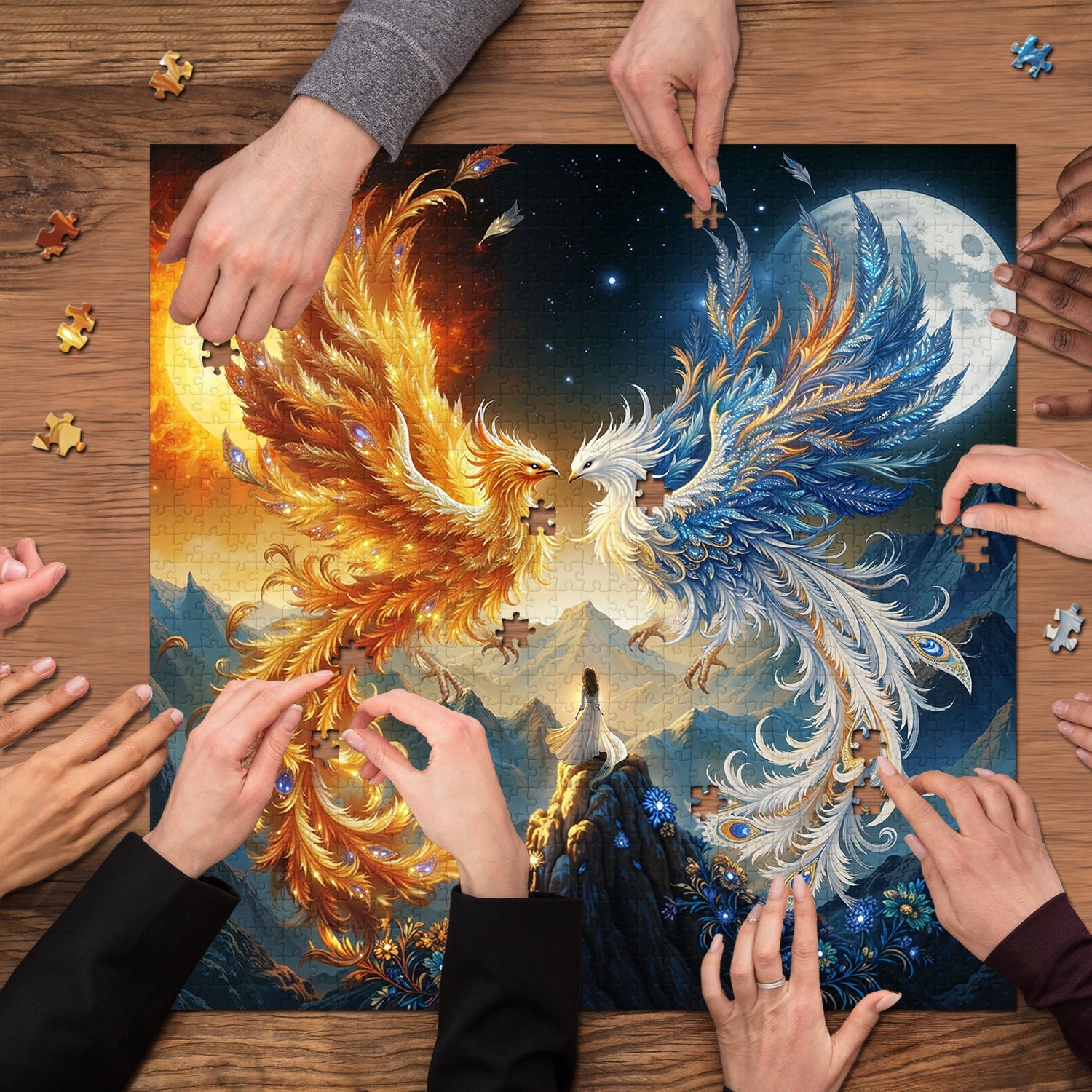 Sun Moon Phoenixes Jigsaw Puzzle 1000 Pieces