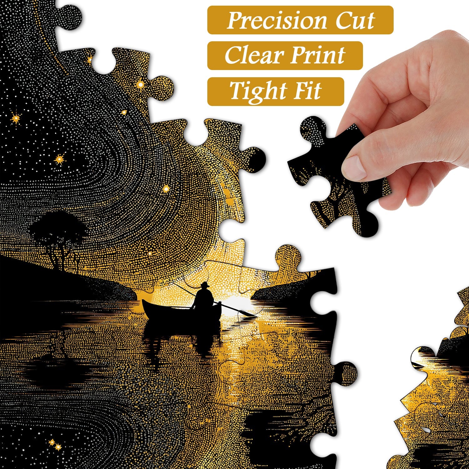 Puzzle de 1000 pièces « Nuit au bord de l'eau étoilée »