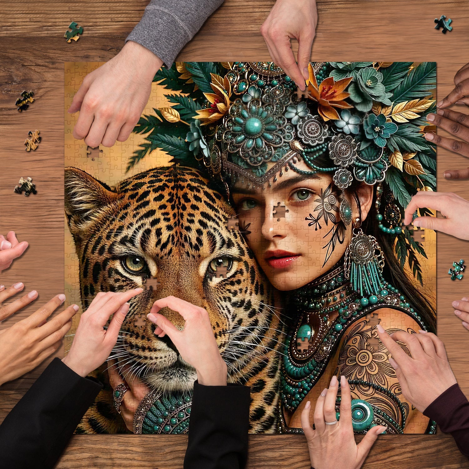 Tribal Feline Jigsaw Puzzle 1000 Pieces