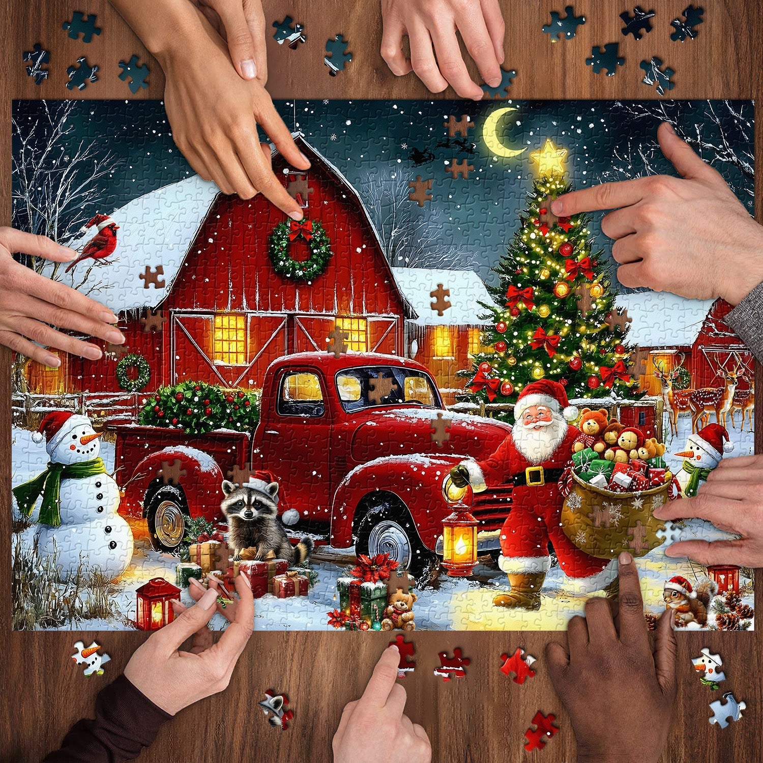 Merry Christmas Night Jigsaw Puzzle 1000 Piece