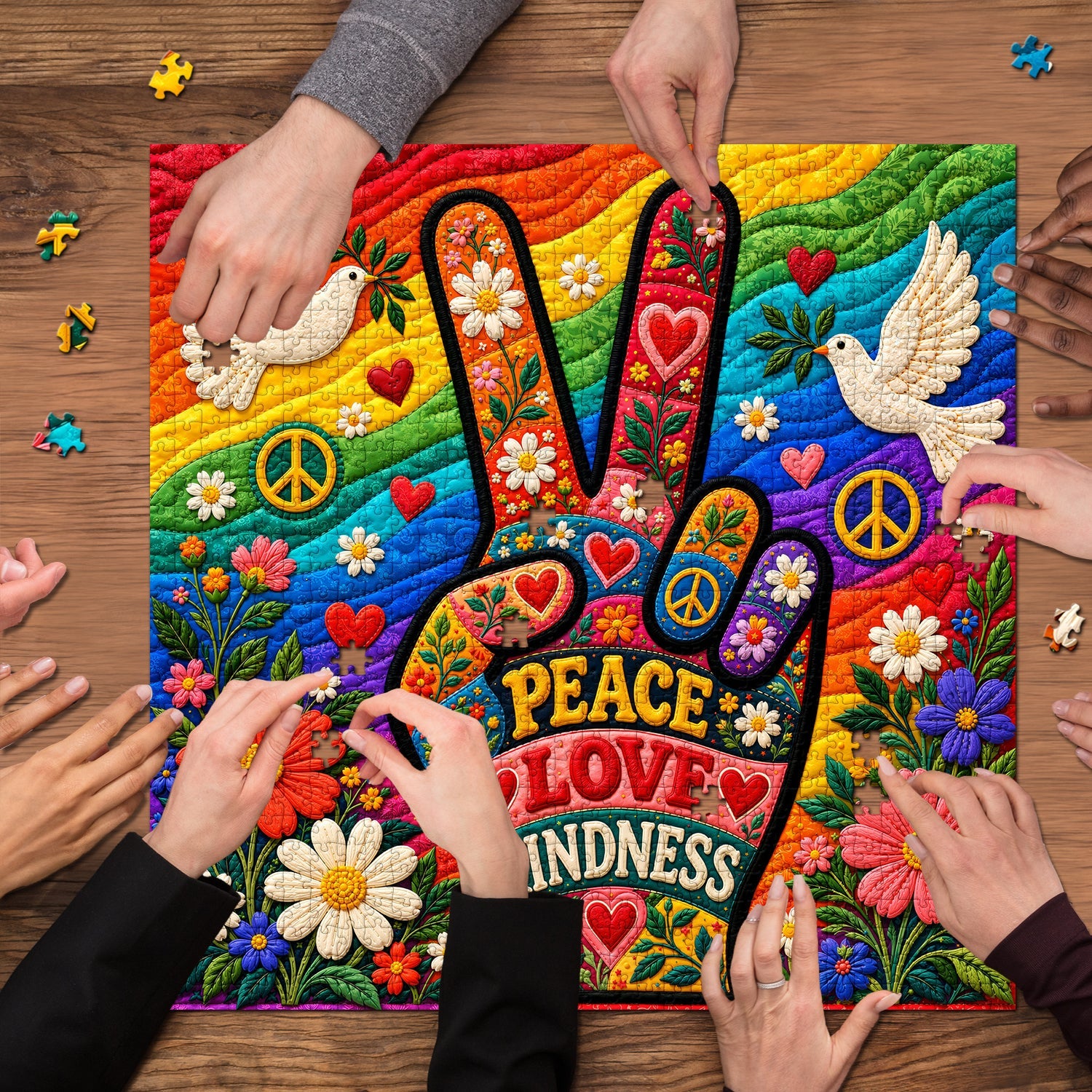 Peace, Love & Flowers Jigsaw Puzzle 1000 Pieces