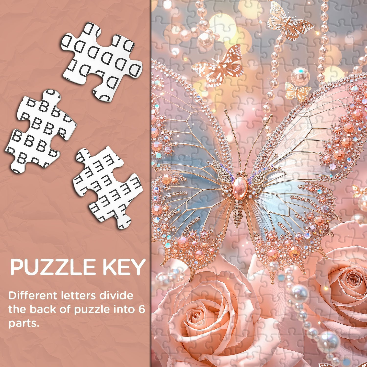 Peach Jewel Butterfly Jigsaw Puzzle 1000 Pieces