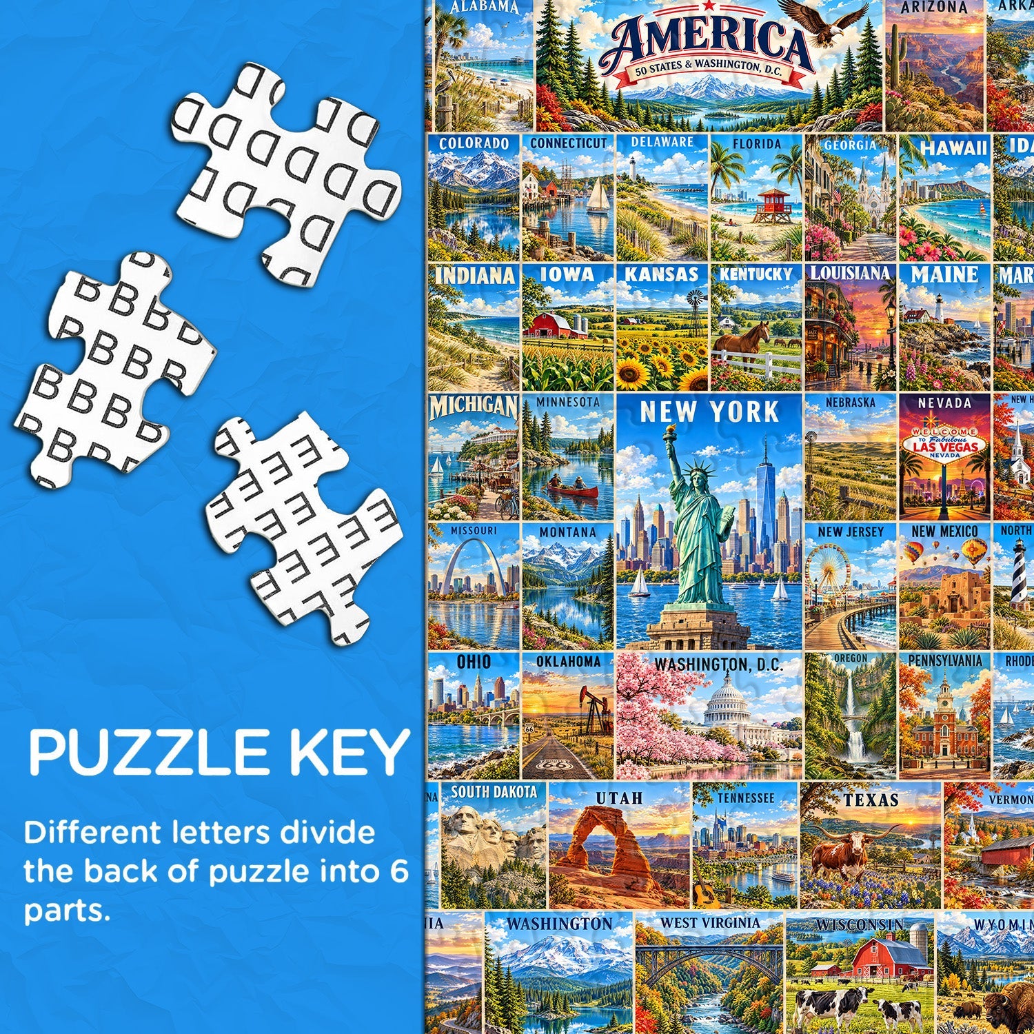 50 States & Washington, D.C Jigsaw Puzzle 1000 Piece