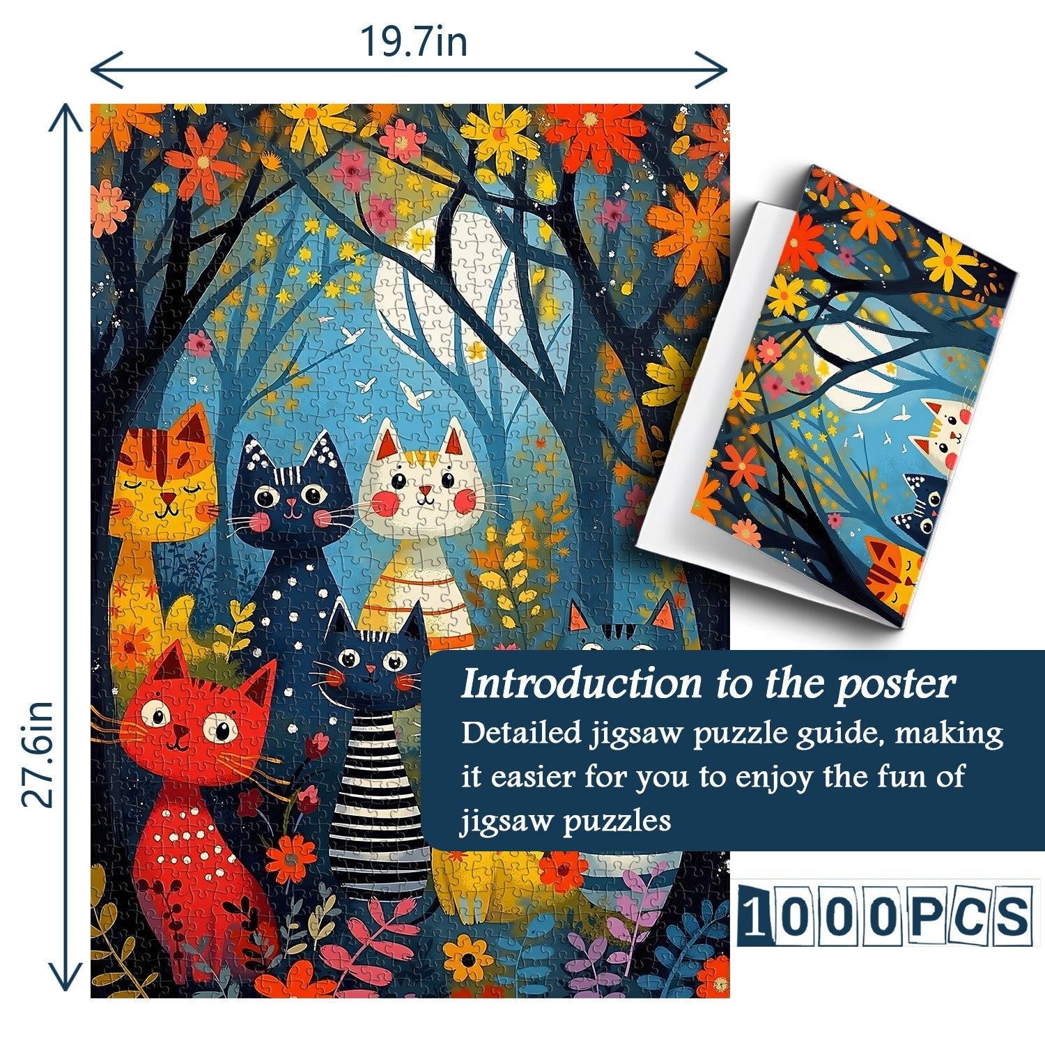 Moonlit Cat Forest Jigsaw Puzzle 1000 Pieces