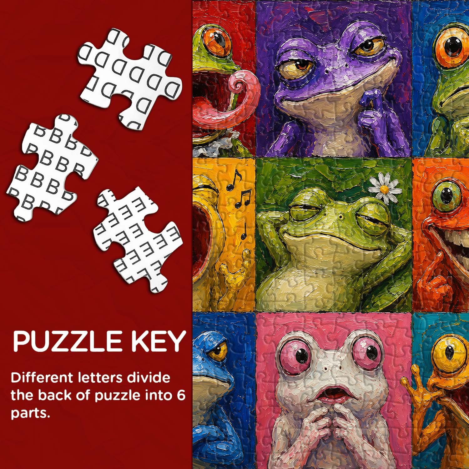 Colorful Frog Faces Jigsaw Puzzle 1000 Piece