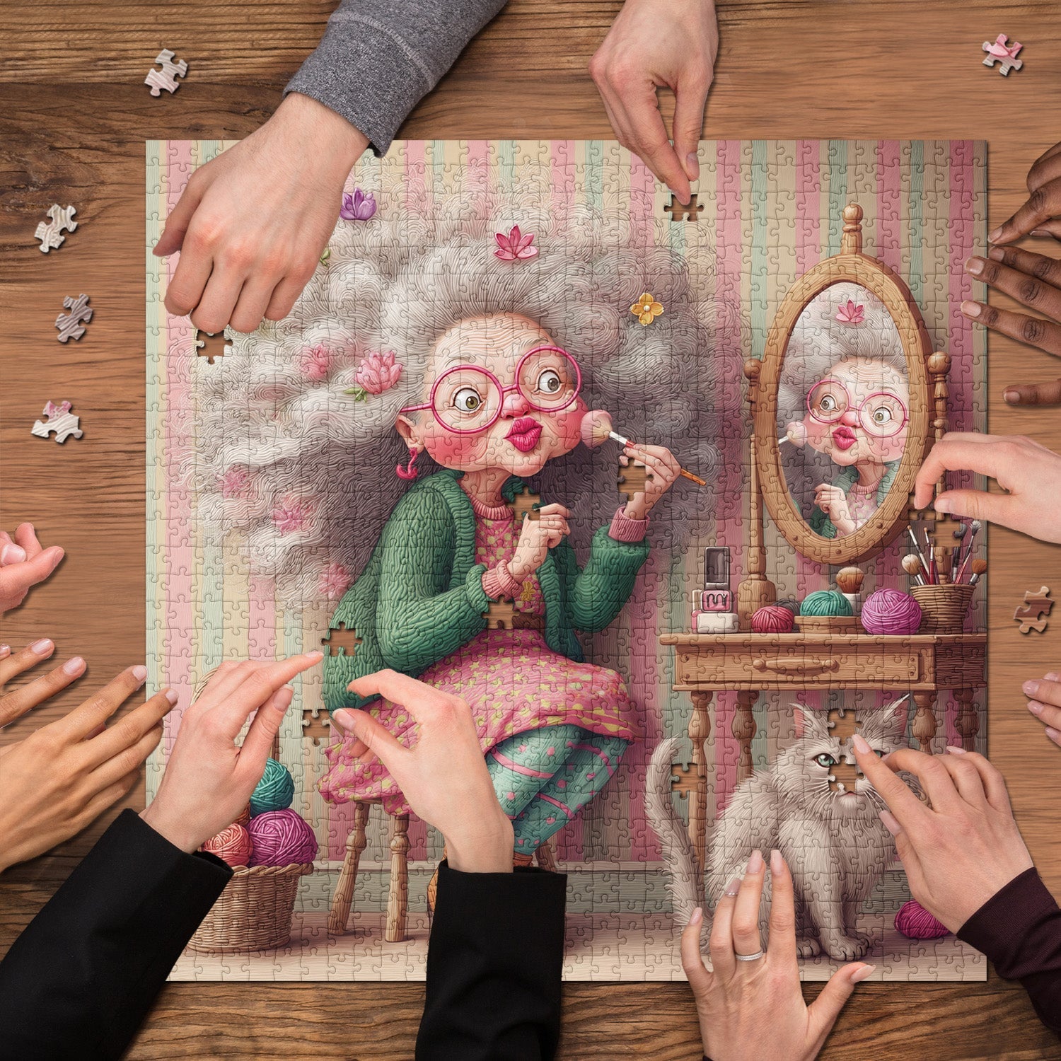 Puzzle de 1000 pièces Mamie fleurie