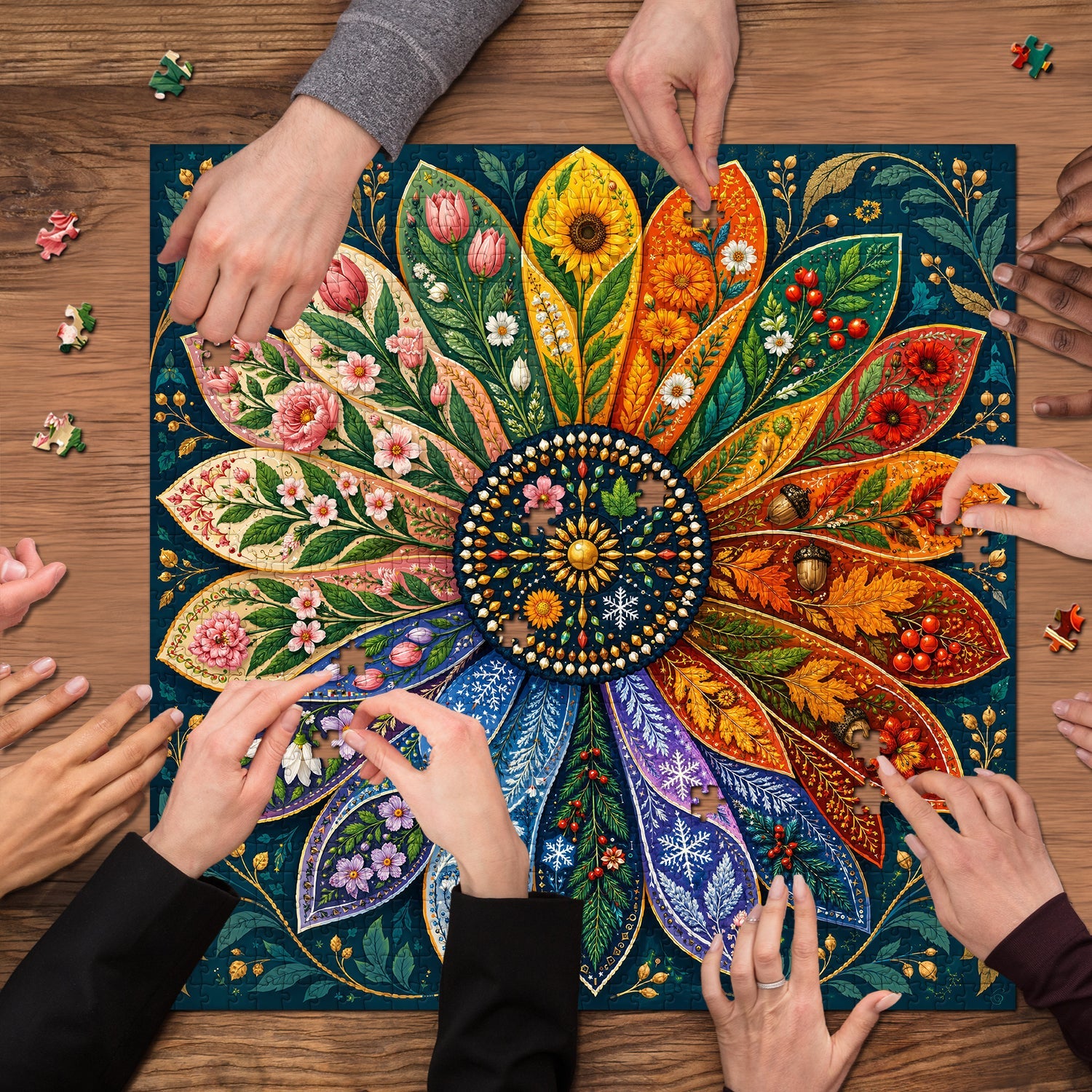 Seasonal Flower Wheel Jigsaw Puzzle 1000 Piece