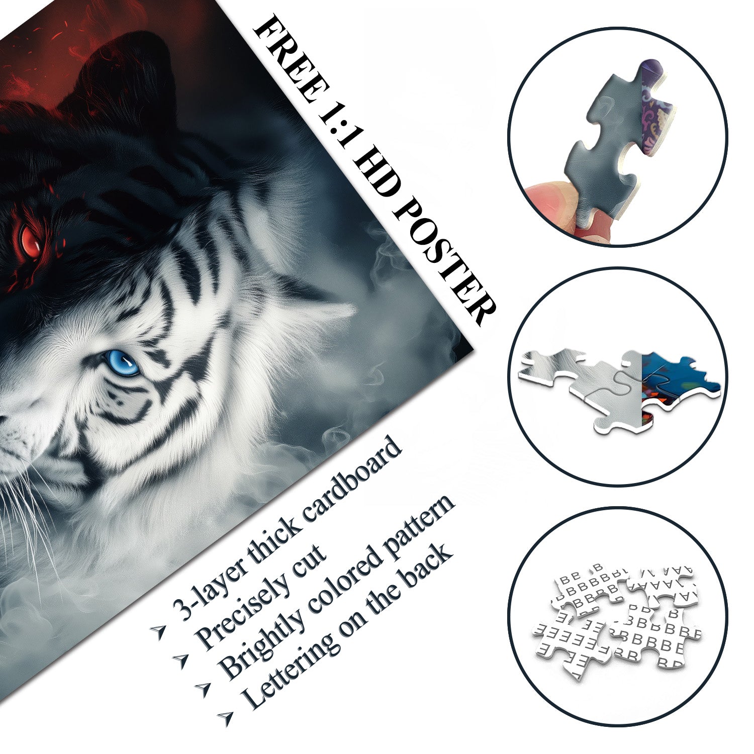Crimson Azure Tiger Jigsaw Puzzle 1000 Pieces