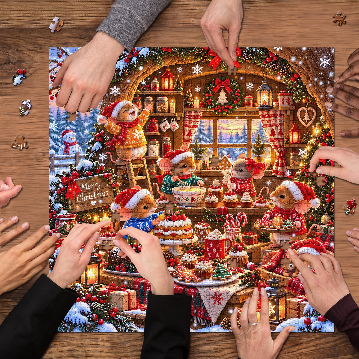 Christmas Mice Bakery Jigsaw Puzzle 1000 Pieces