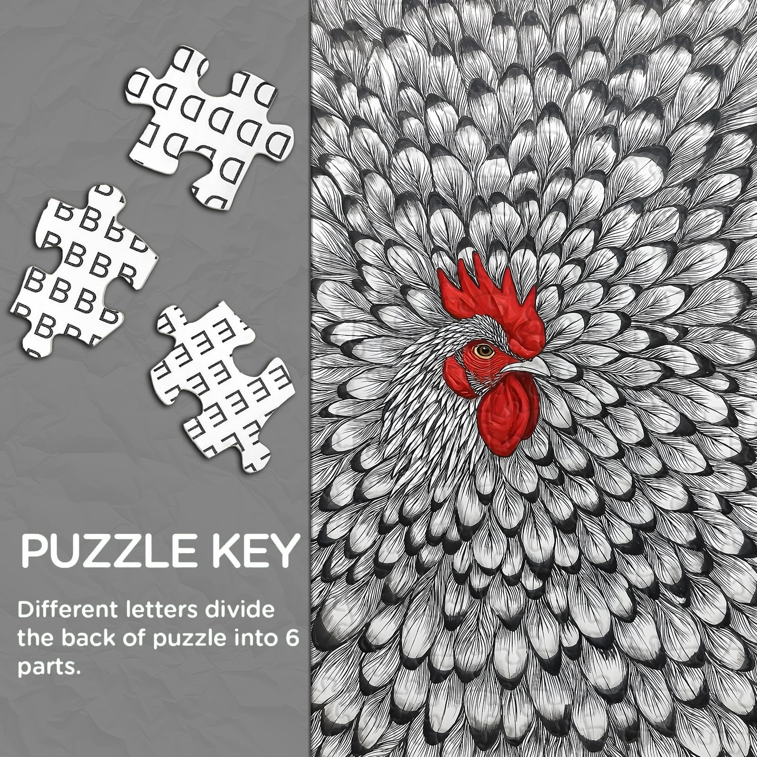 Puzzle de 1000 pièces Coq à l'encre