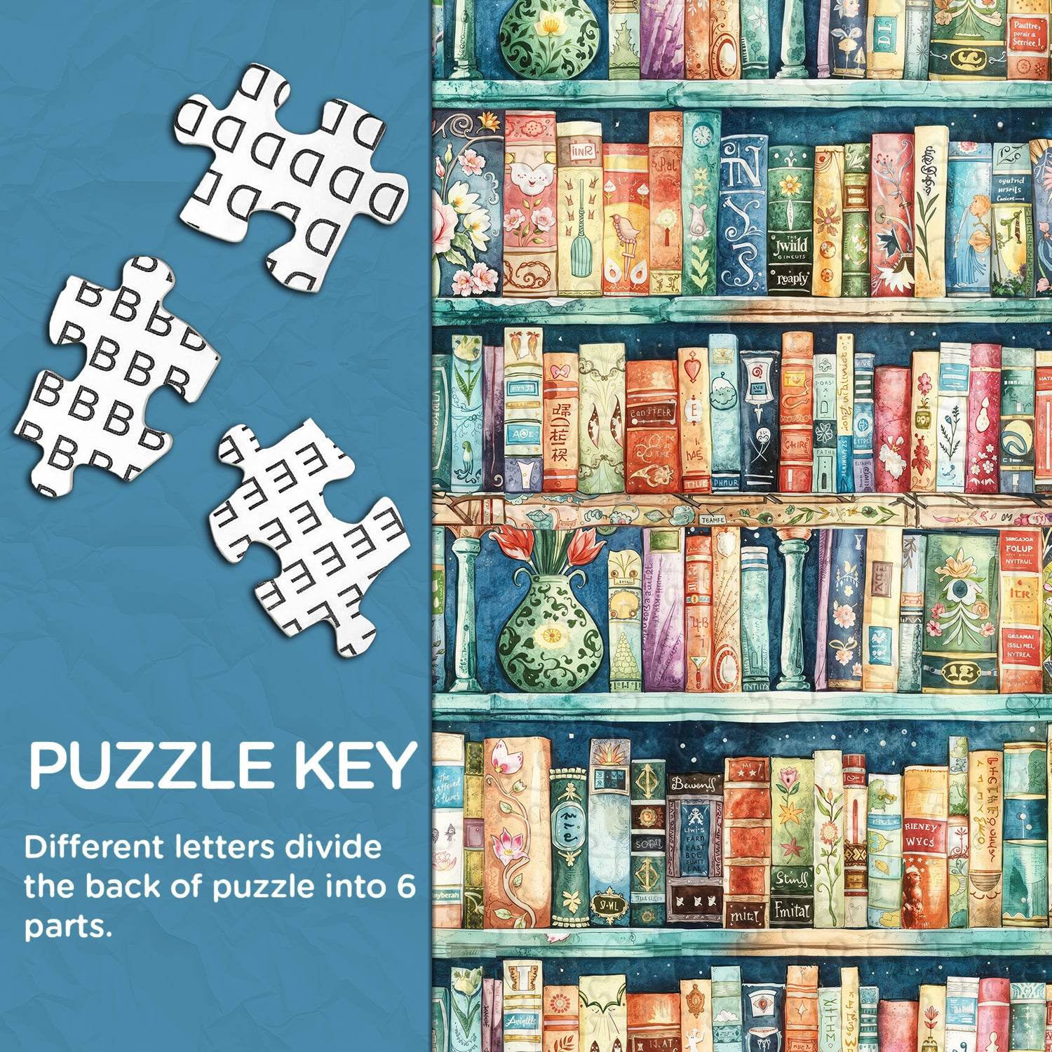 Whimsical Pastel Bookshelf Jigsaw Puzzle 1000 Pieces