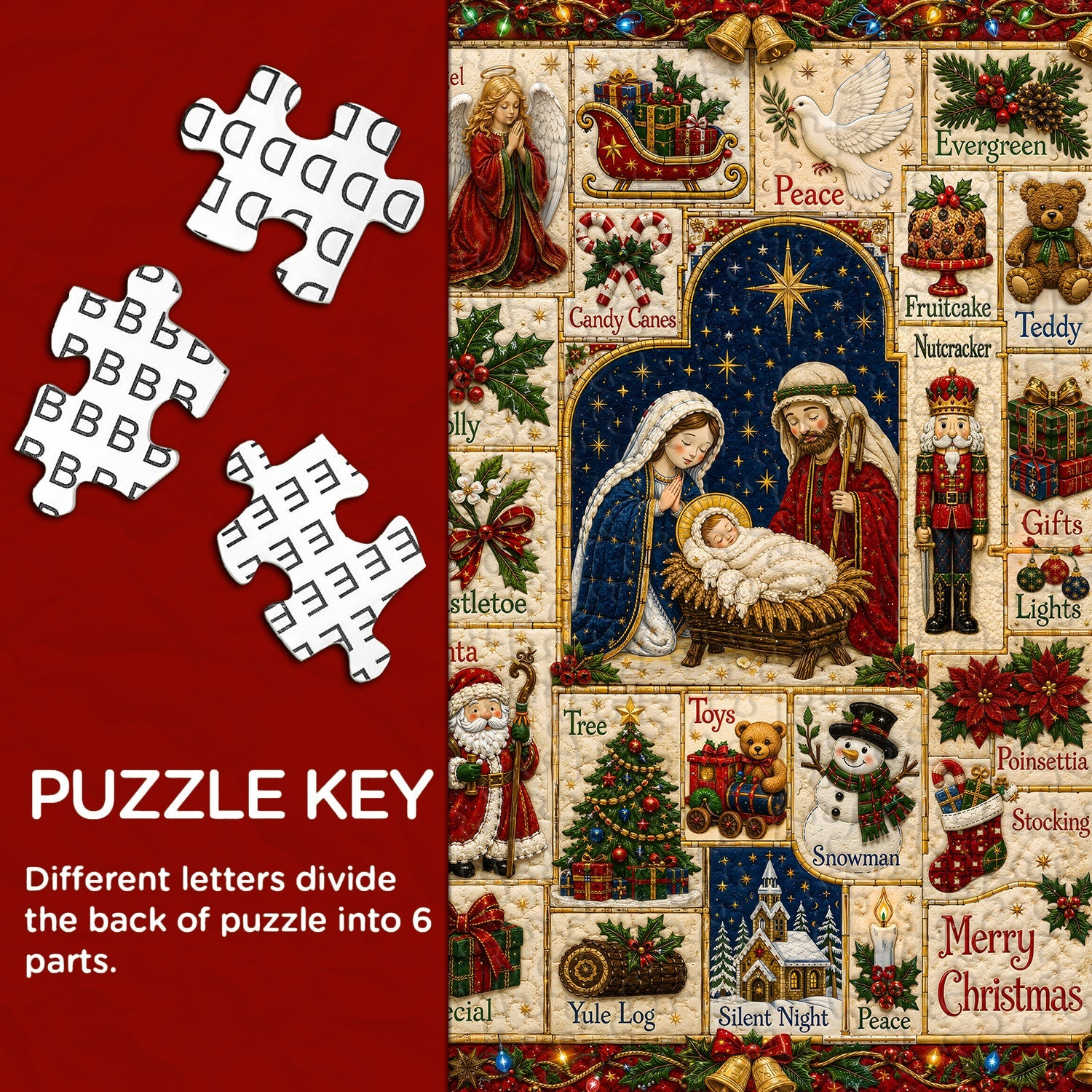 Vintage Christmas Patchwork Jigsaw Puzzle 1000 Pieces