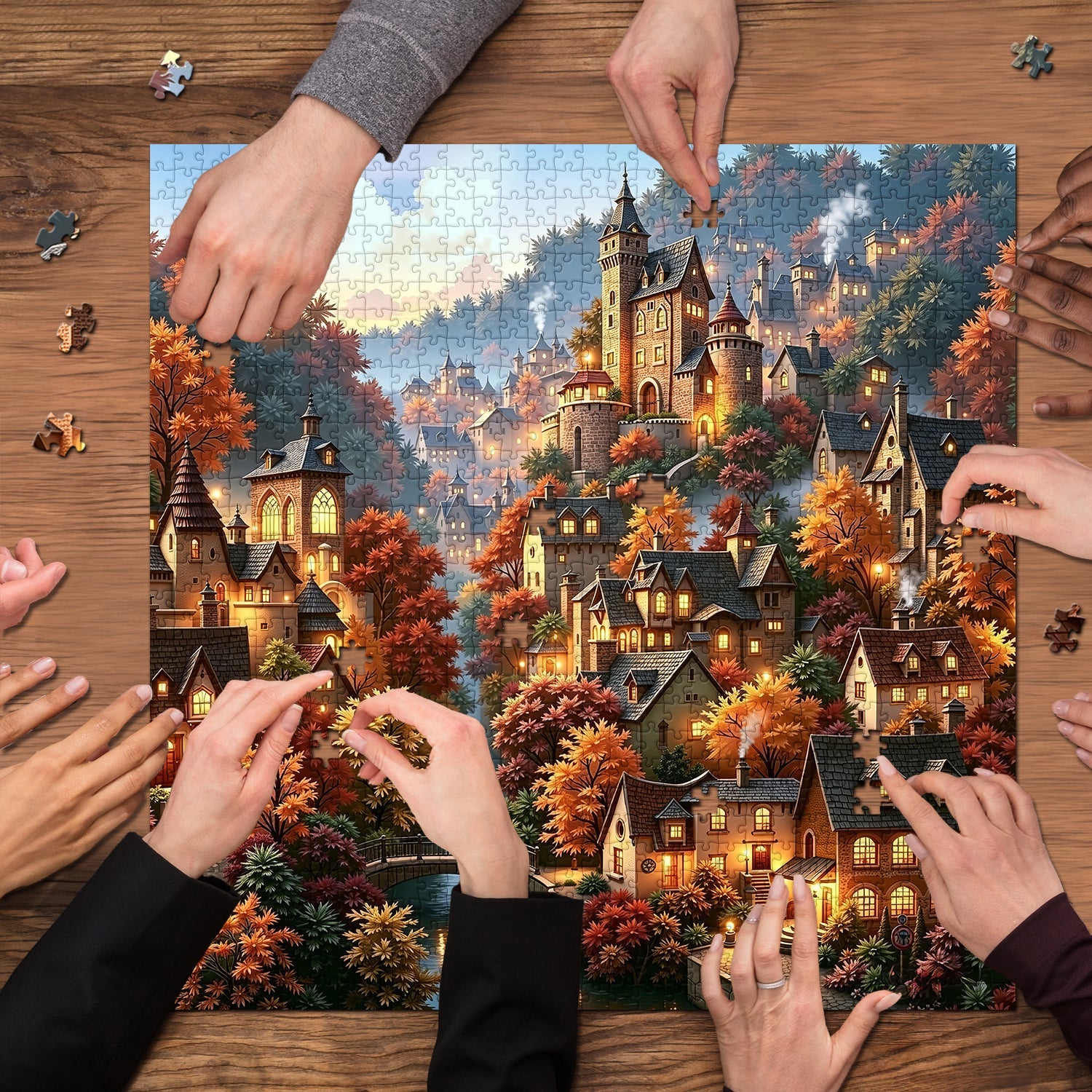 Puzzle de 1000 pièces - Hameau de montagne en automne