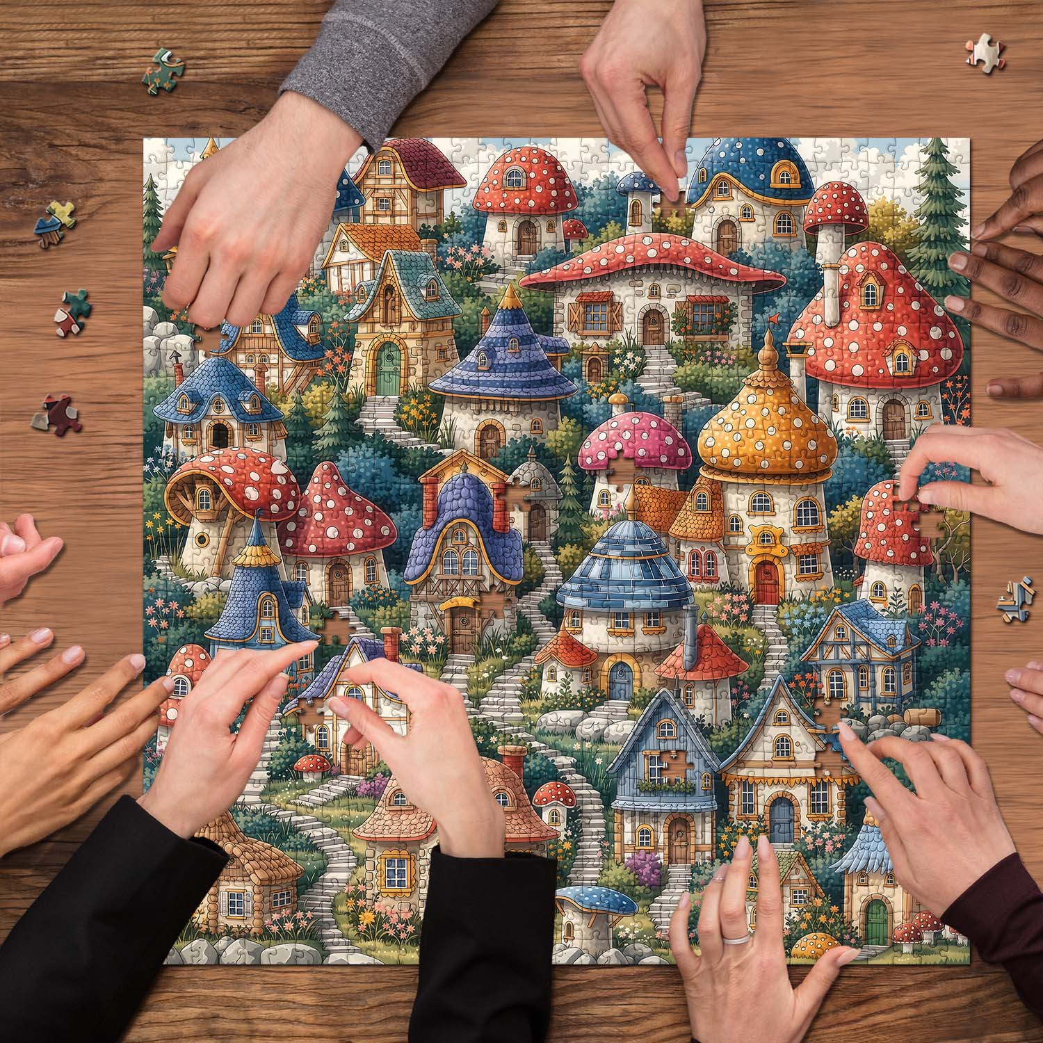 Layered Hillside Homes Jigsaw Puzzle 1000 Piece