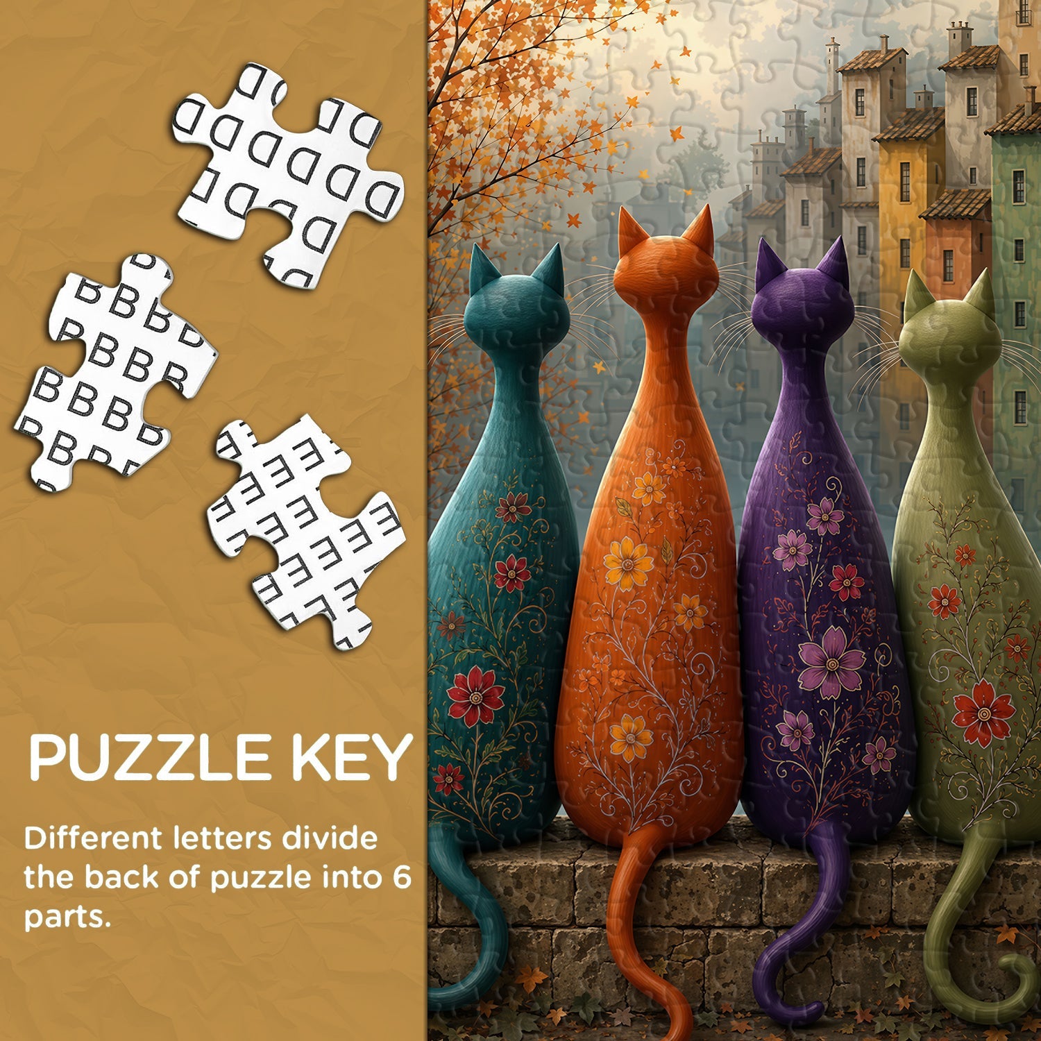 Autumn Cat Quartet Jigsaw Puzzle 1000 Piece