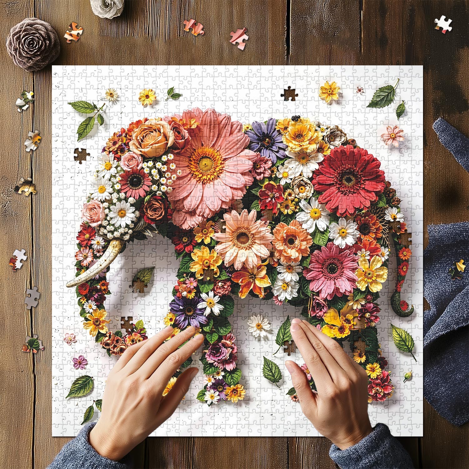 Wildflower Elephant Jigsaw Puzzle 1000 Pieces