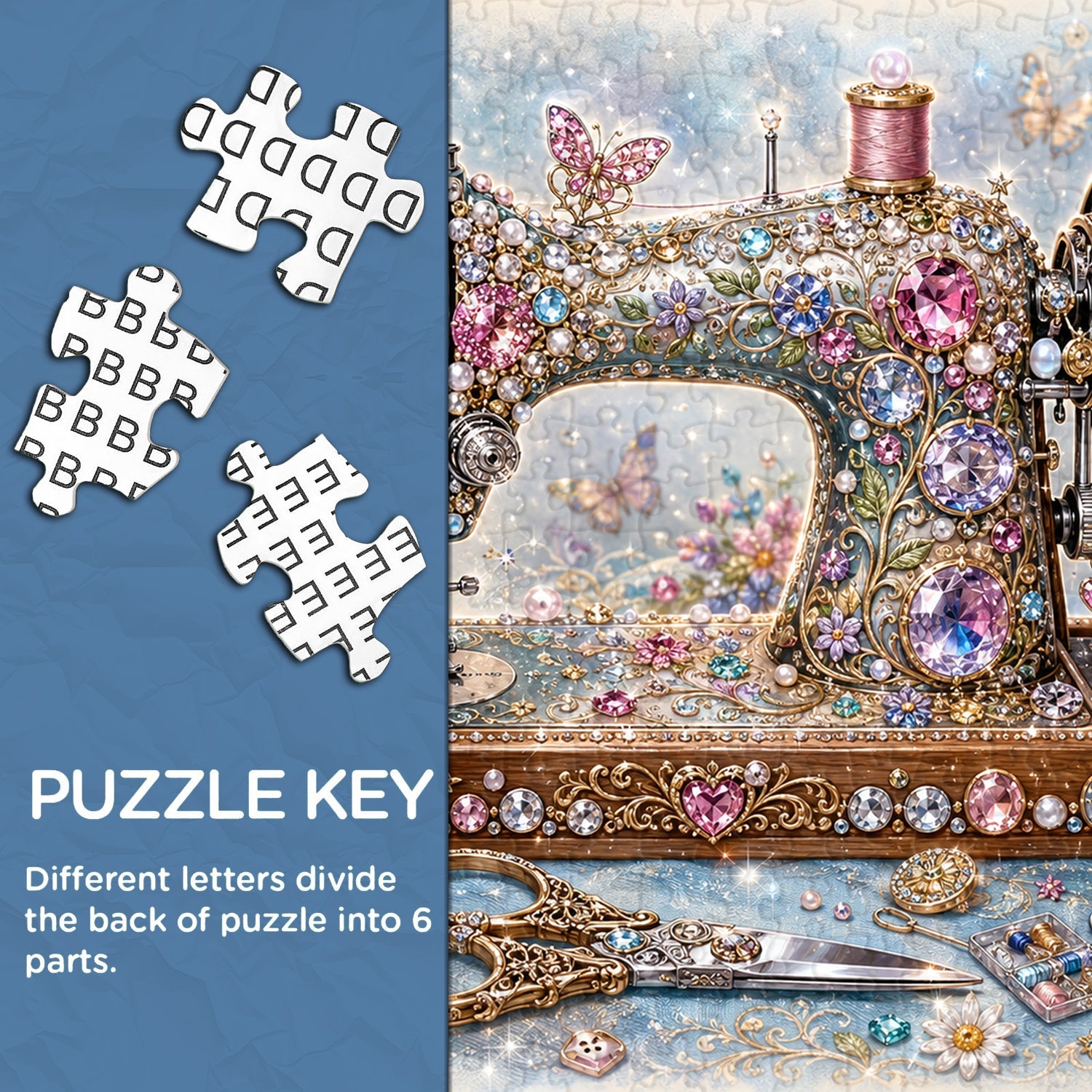 Jewel-Encrusted Sewing Reverie Jigsaw Puzzle 1000 Piece