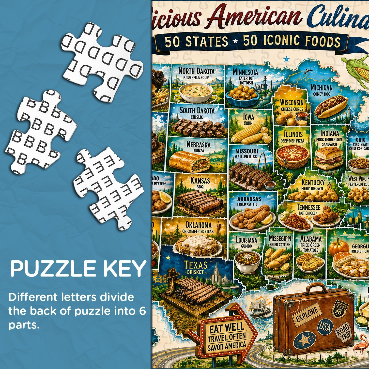 American Food Tour Jigsaw Puzzle 1000 Pieces