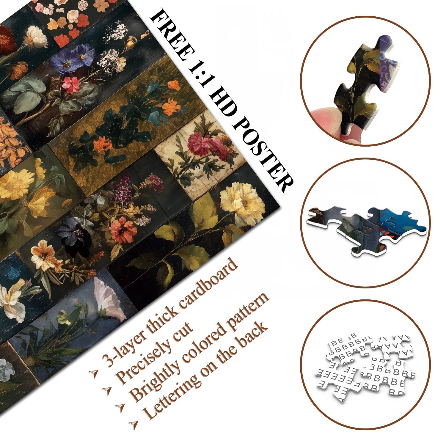 Puzzle de cabinet floral 1000 pièces