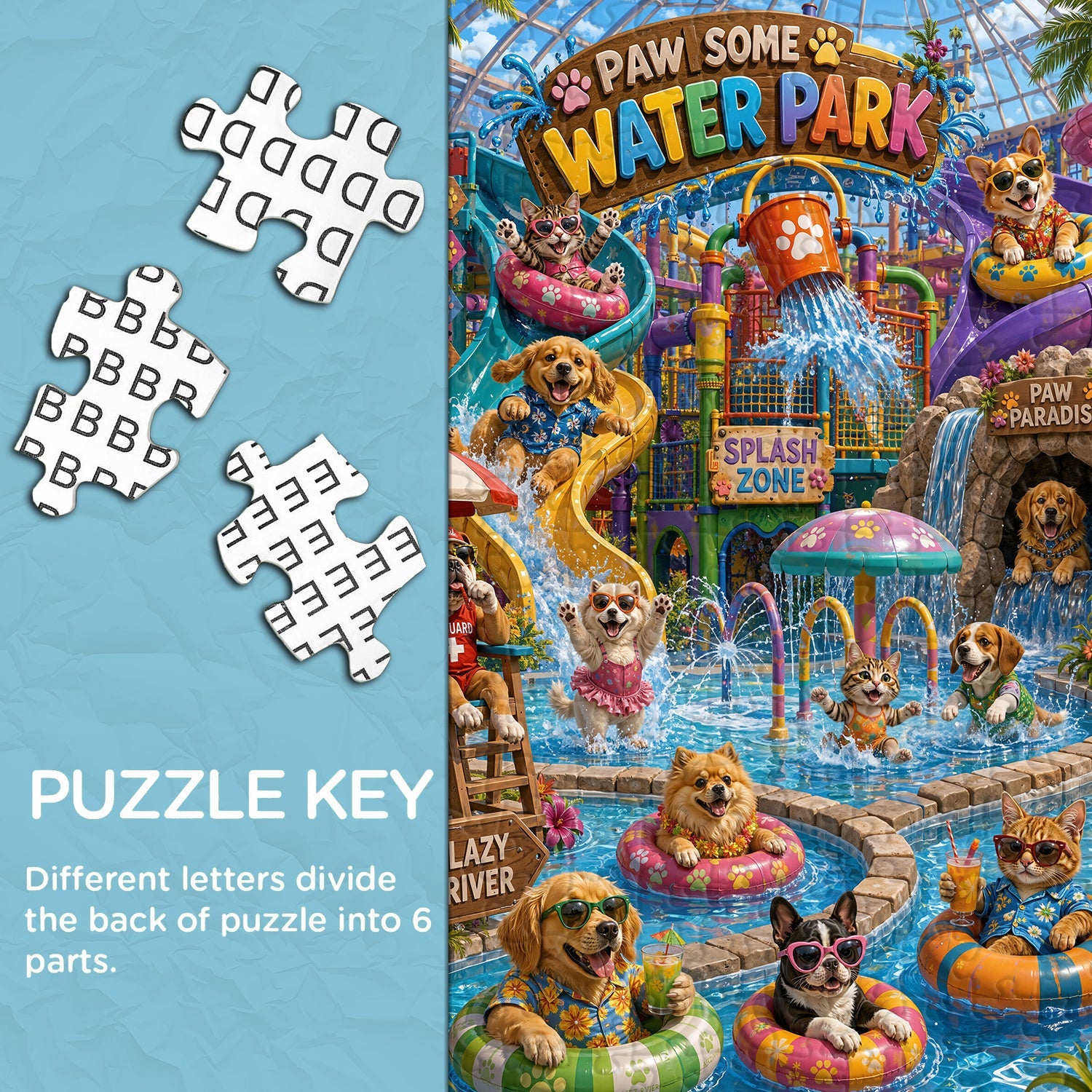 Cute Pet Water Park Jigsaw Puzzle 1000 Pieces