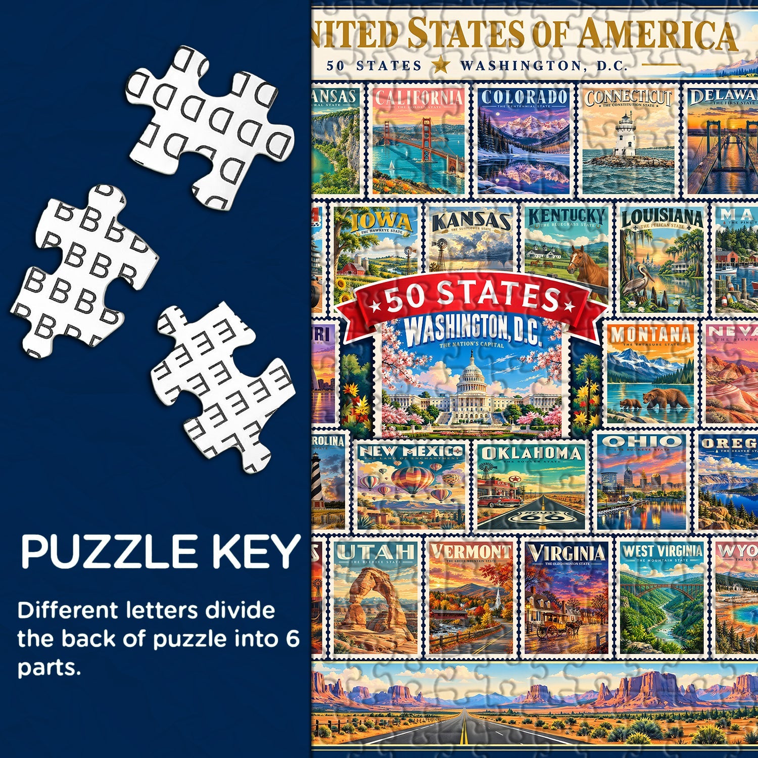 America in Stamps Jigsaw Puzzle 1000 Pieces
