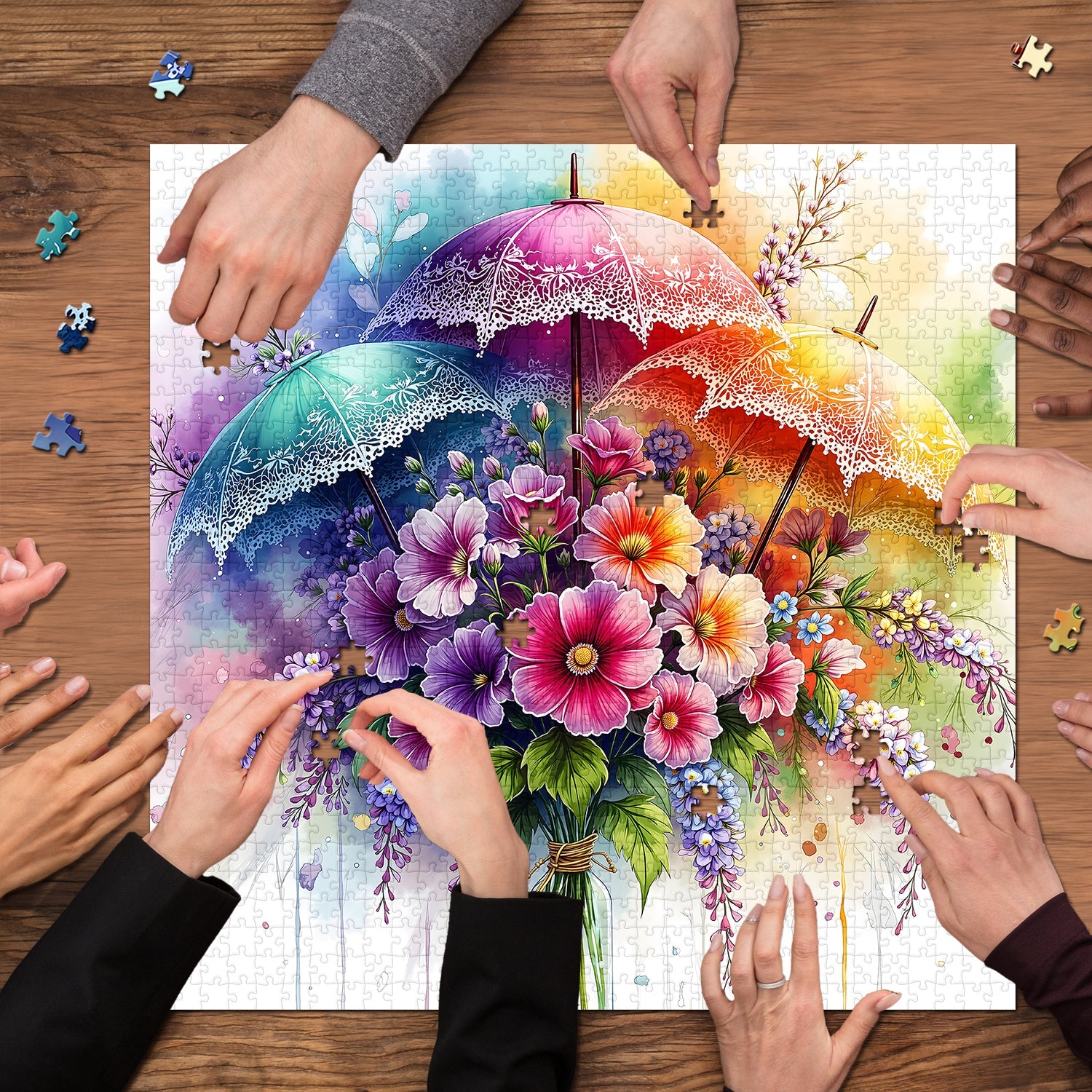 Umbrella Blooms Jigsaw Puzzle 1000 Pieces