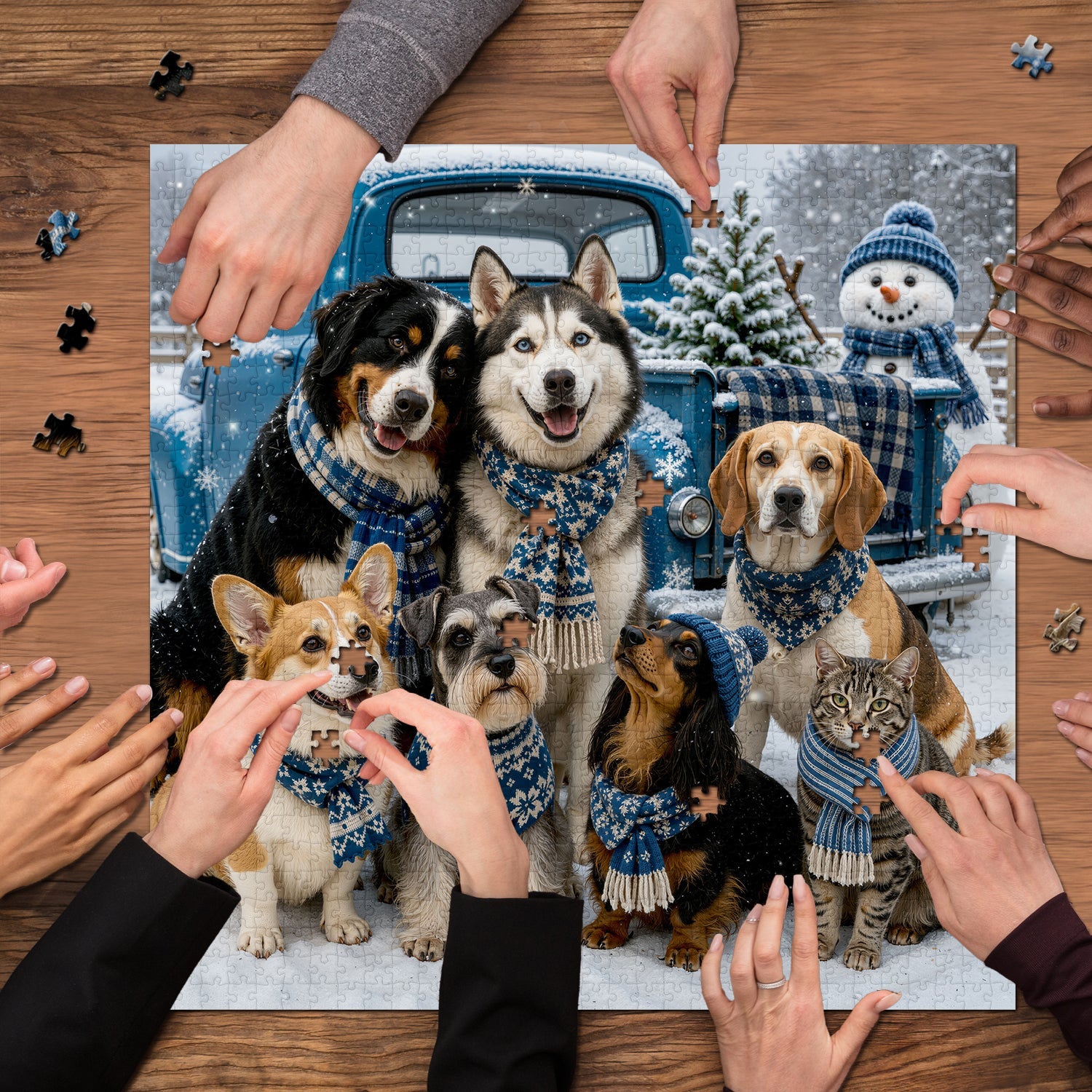 Winter Scarf Family Photo Jigsaw Puzzle 1000 Pieces