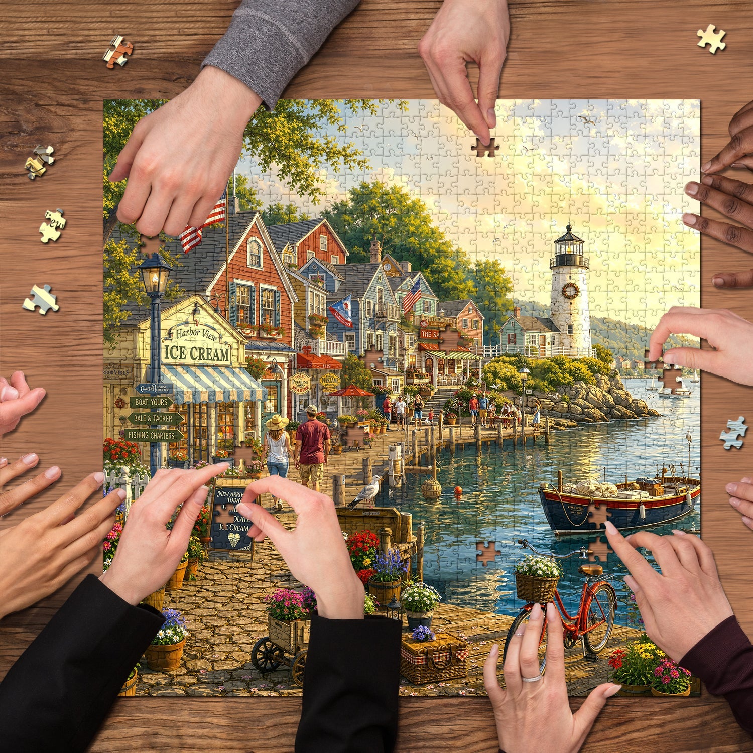 Village Harbor Jigsaw Puzzle 1000 Piece