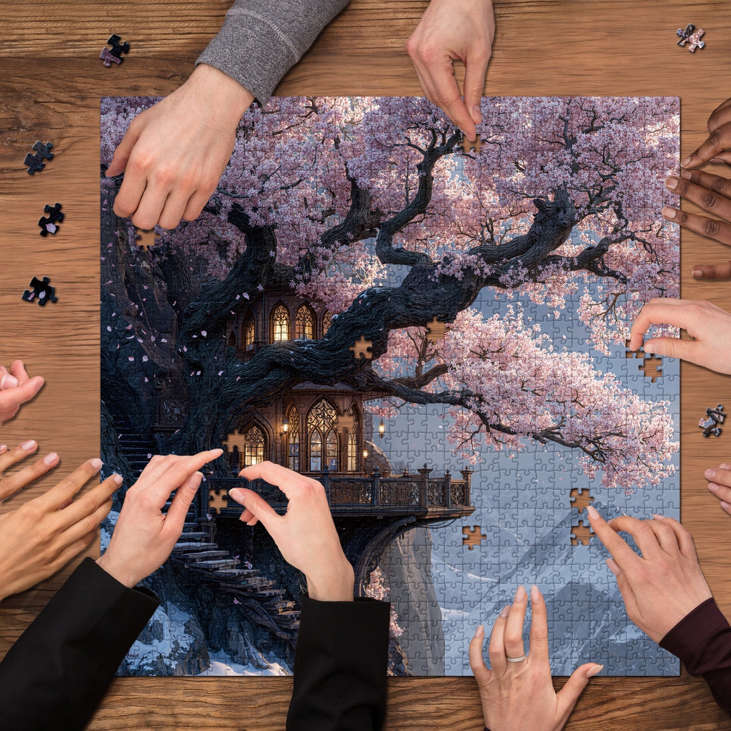 Sakura Cliff Jigsaw Puzzle 1000 Pieces