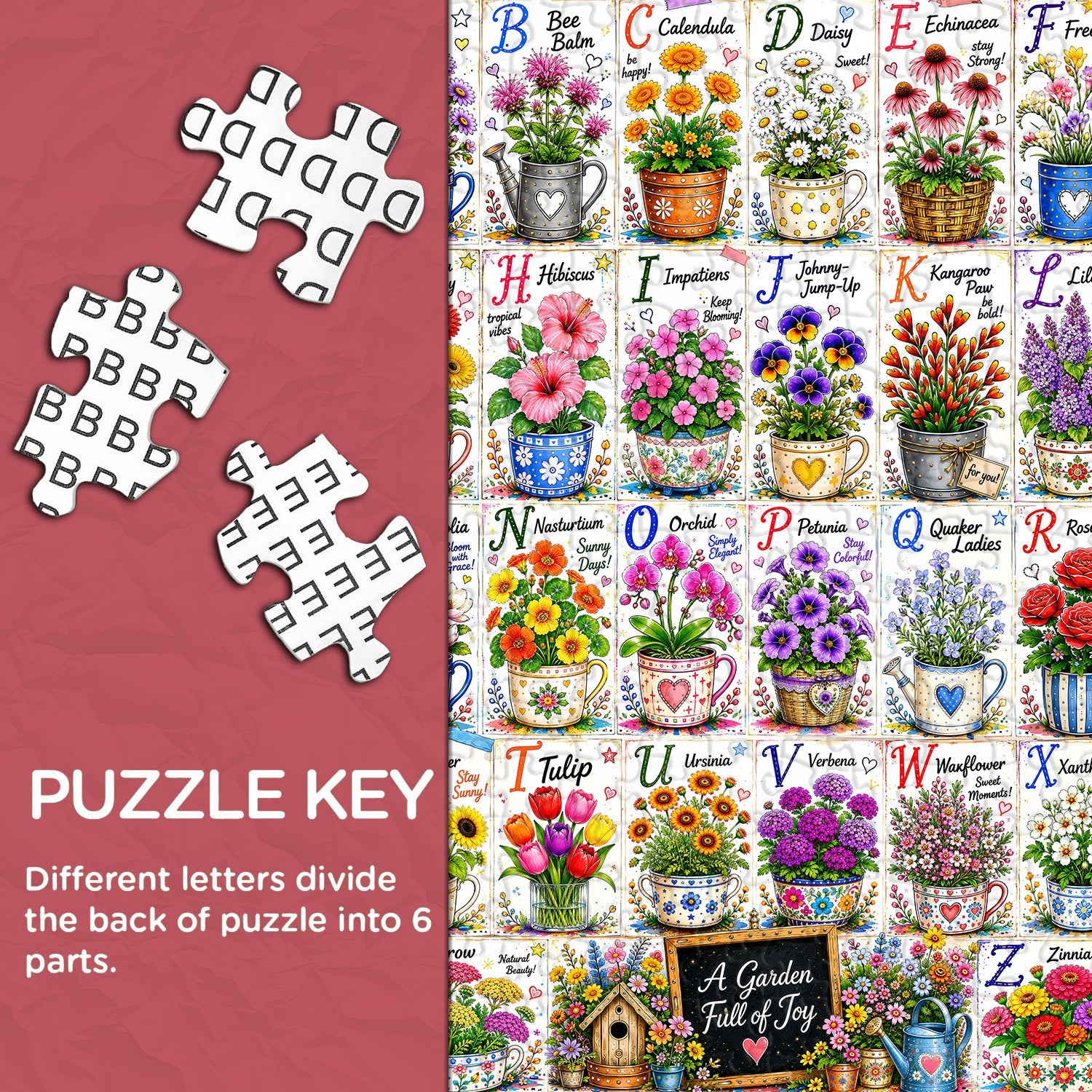 Flower Alphabet Jigsaw Puzzle 1000 Pieces