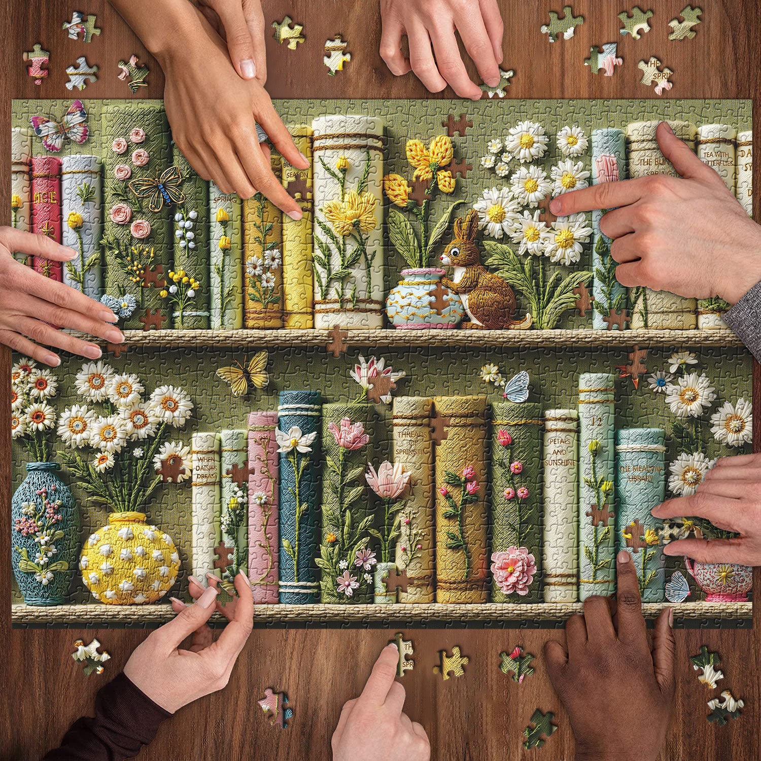 The Bunny  Garden Library Jigsaw Puzzle 1000 Pieces