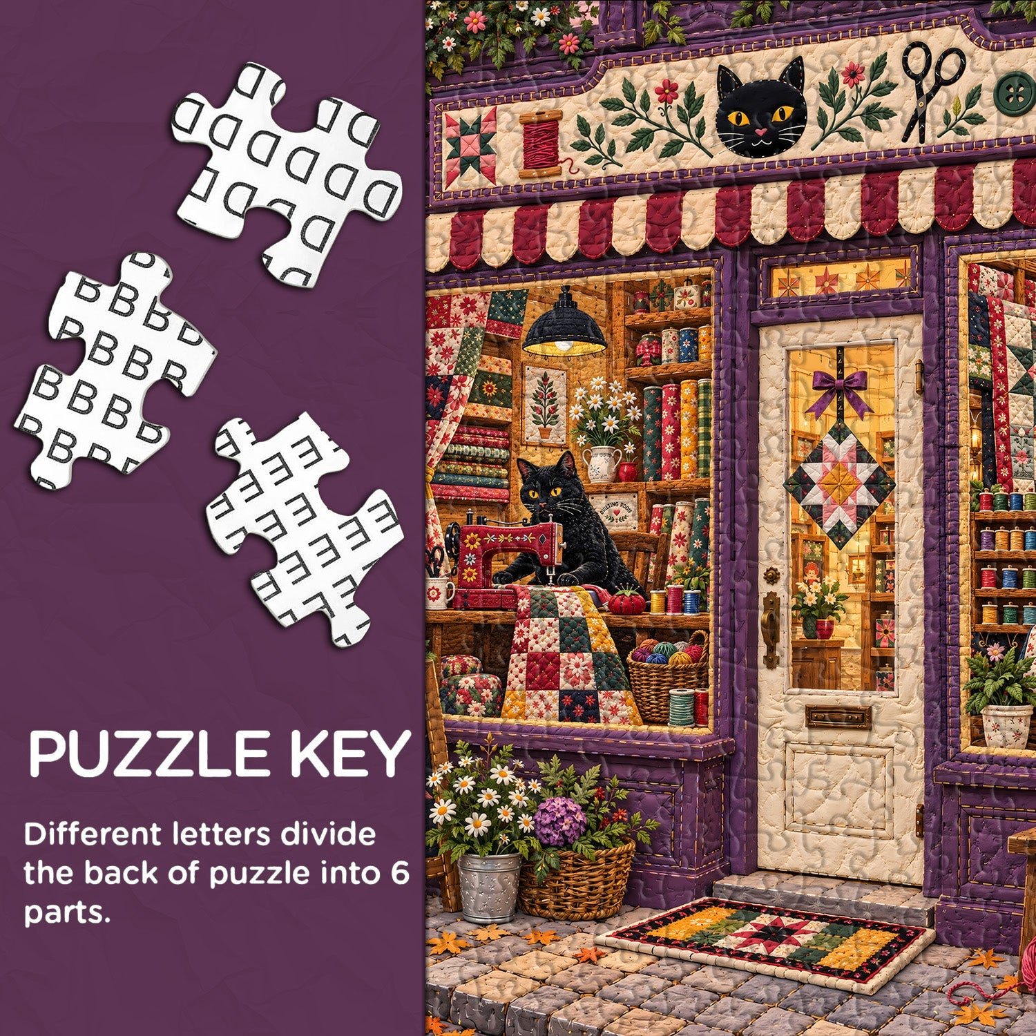 Black Cat Sewing Shop Jigsaw Puzzle 1000 Pieces