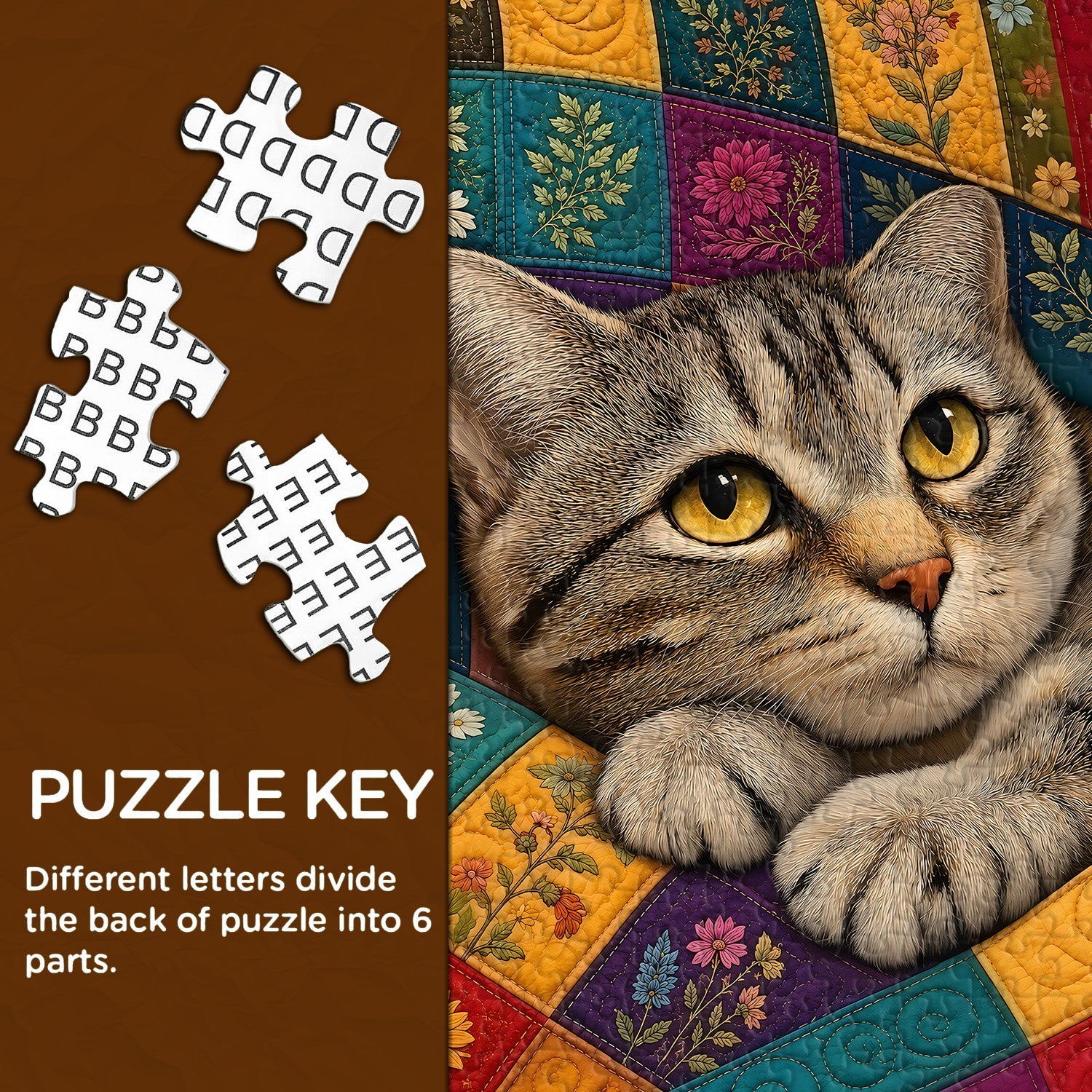 Floral Quilt Cat  Jigsaw Puzzle 1000 Pieces